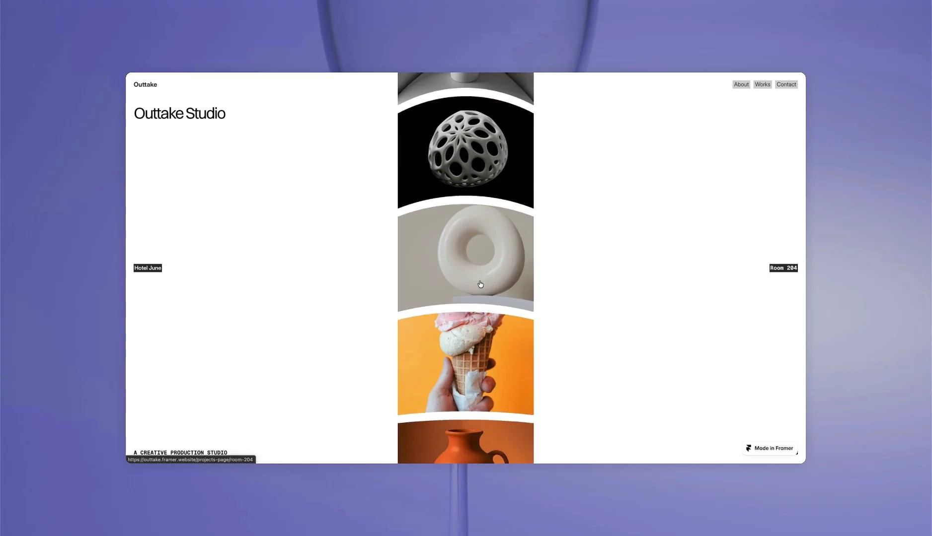 Outtake Studio: Free Portfolio Website Template by The Weekend Supply — Free Portfolio Framer Template preview