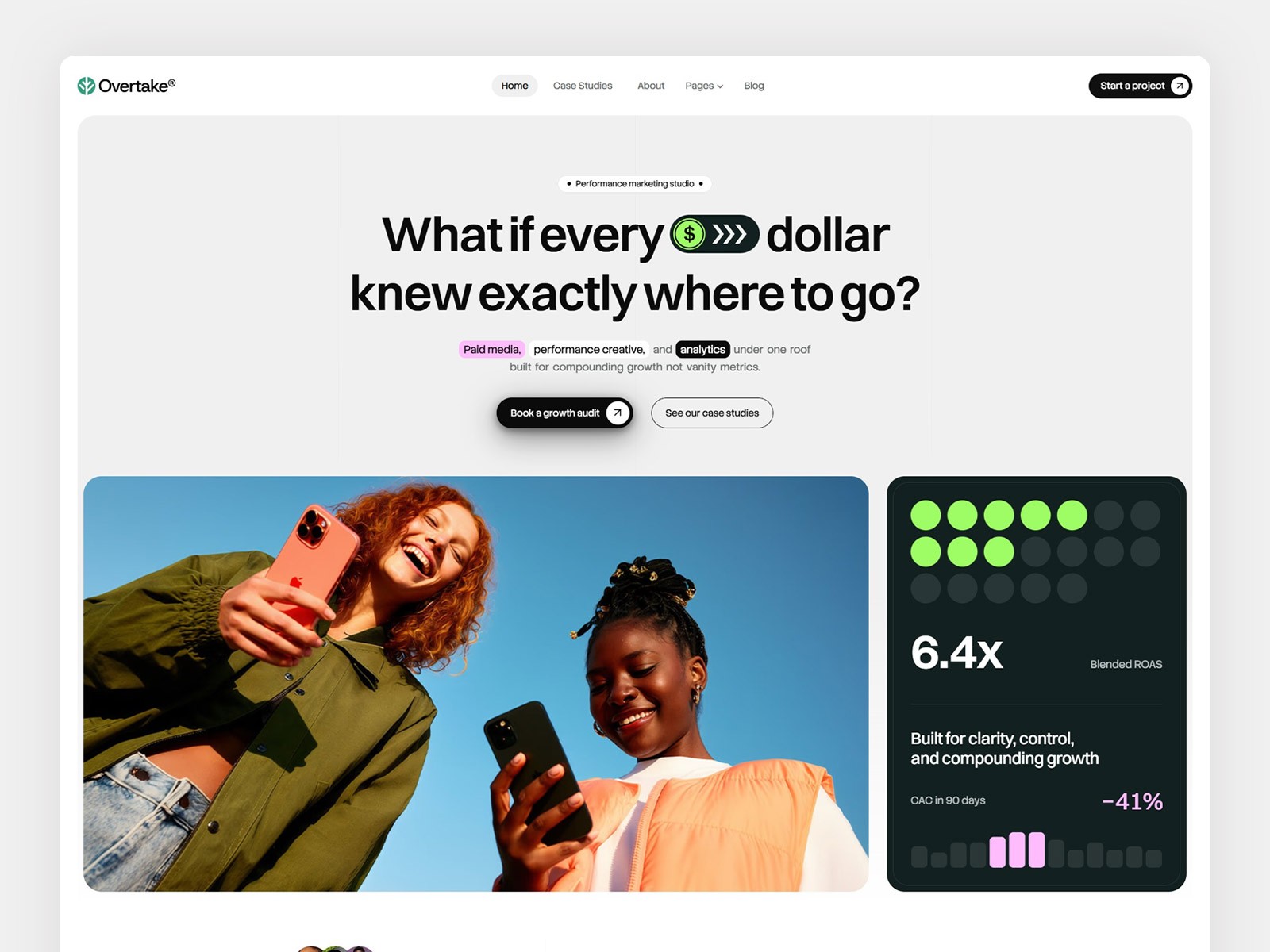 Overtake: Free Agency Website Template by Salim from Webestica — Free Agency Framer Template preview