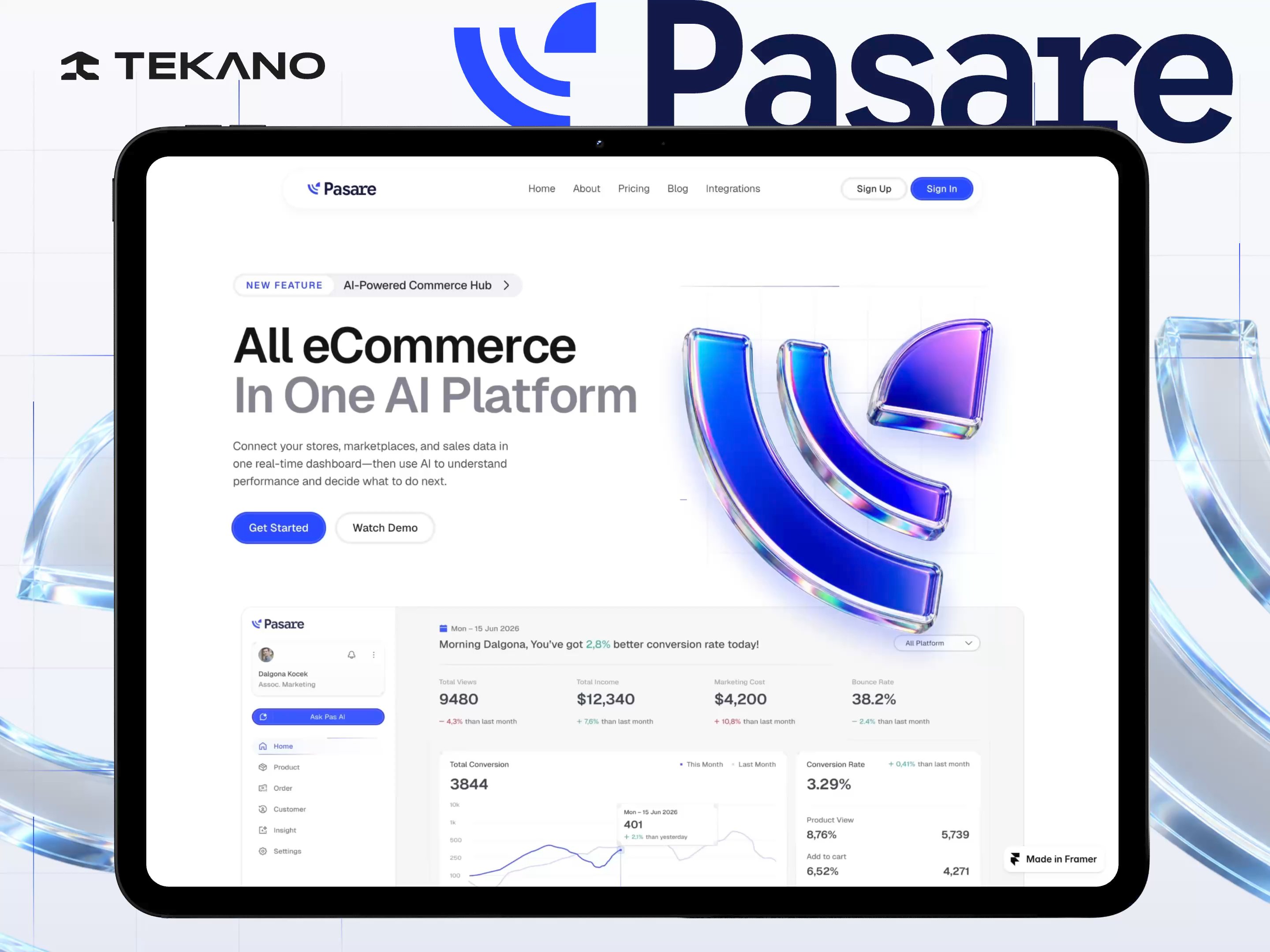 Pasare: Free AI Website Template by Tekano Studio — Free SaaS Framer Template preview