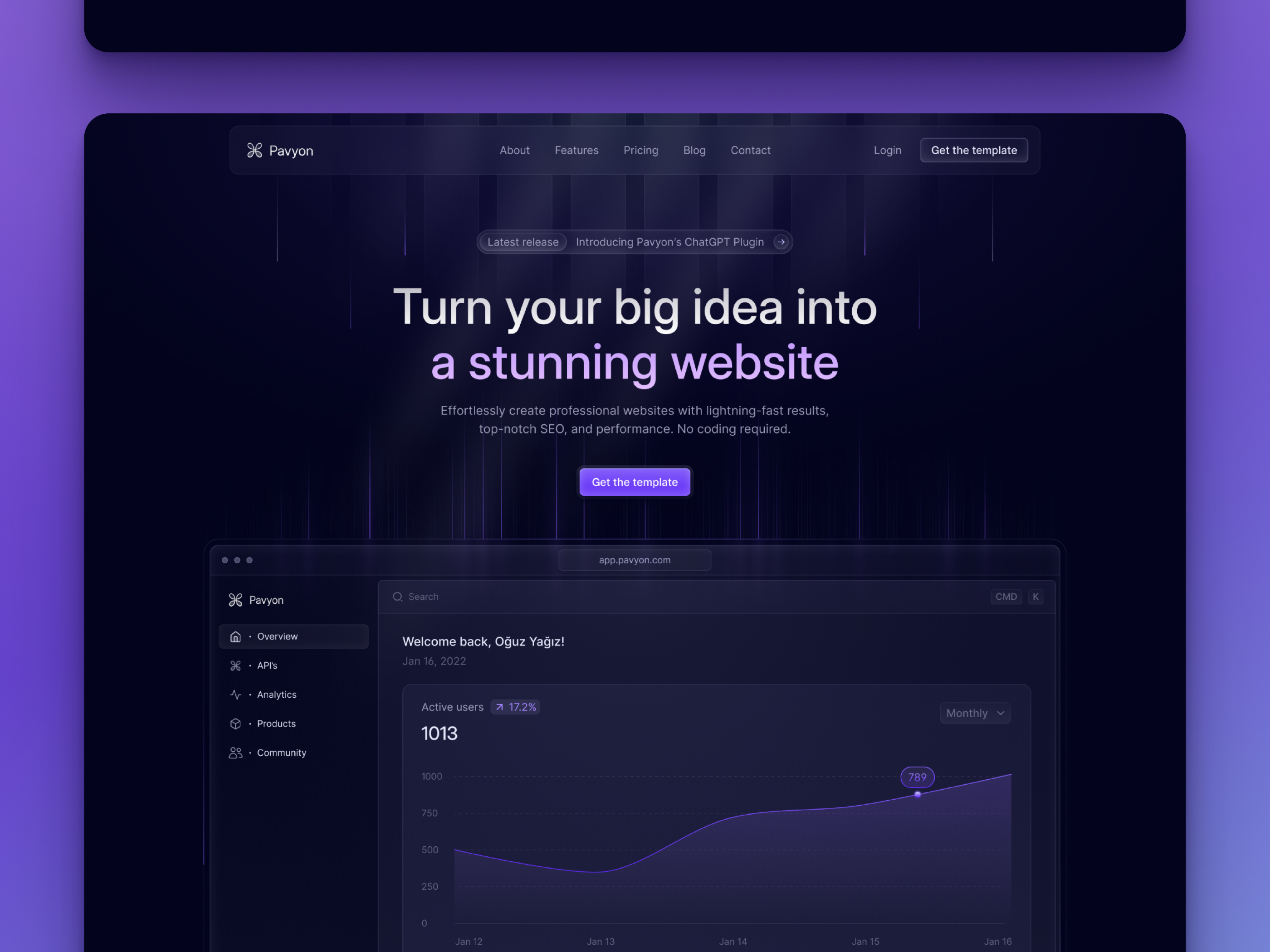 Pavyon — Free SaaS & Startup Framer Template preview