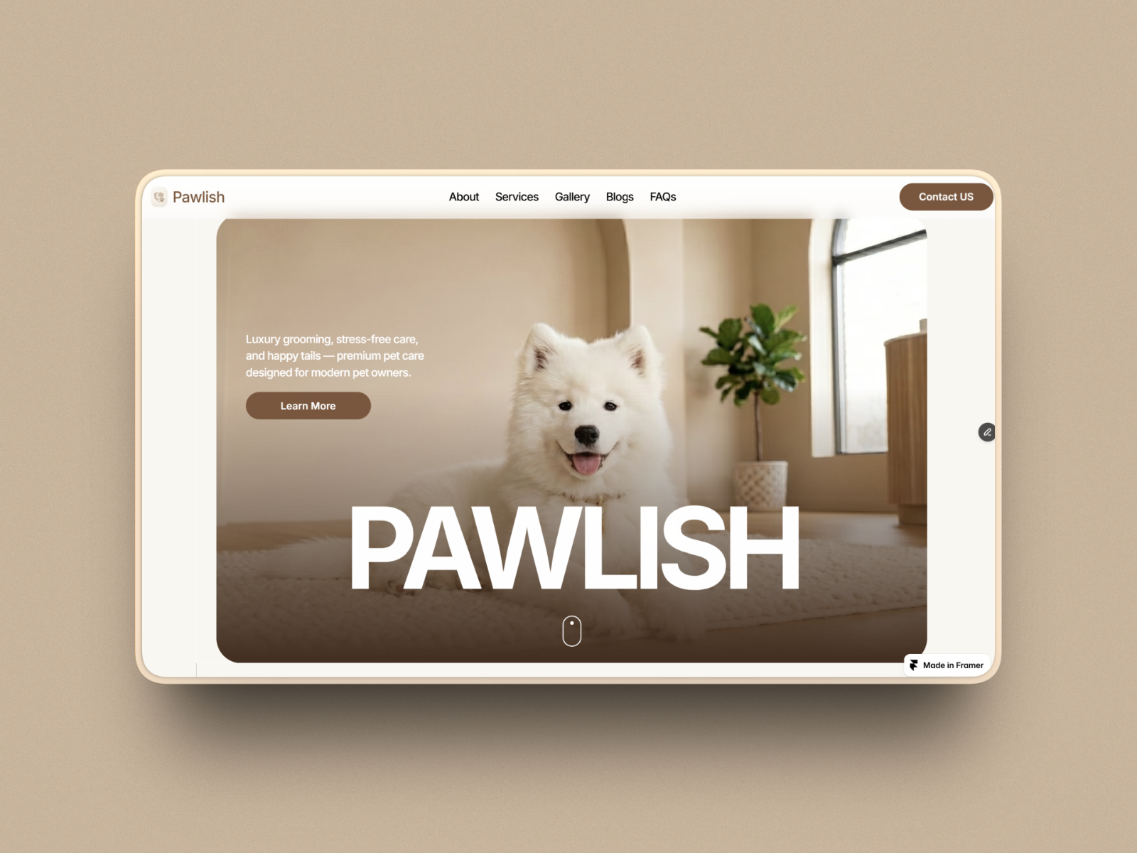 Pawlish — Free Pet Care Framer Template preview