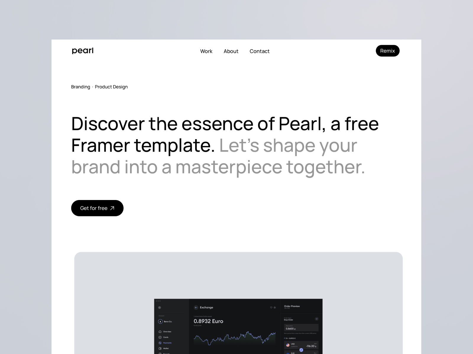 Pearl: Free Portfolio Website Template by Dawid Pietrasiak — Free Portfolio Framer Template preview