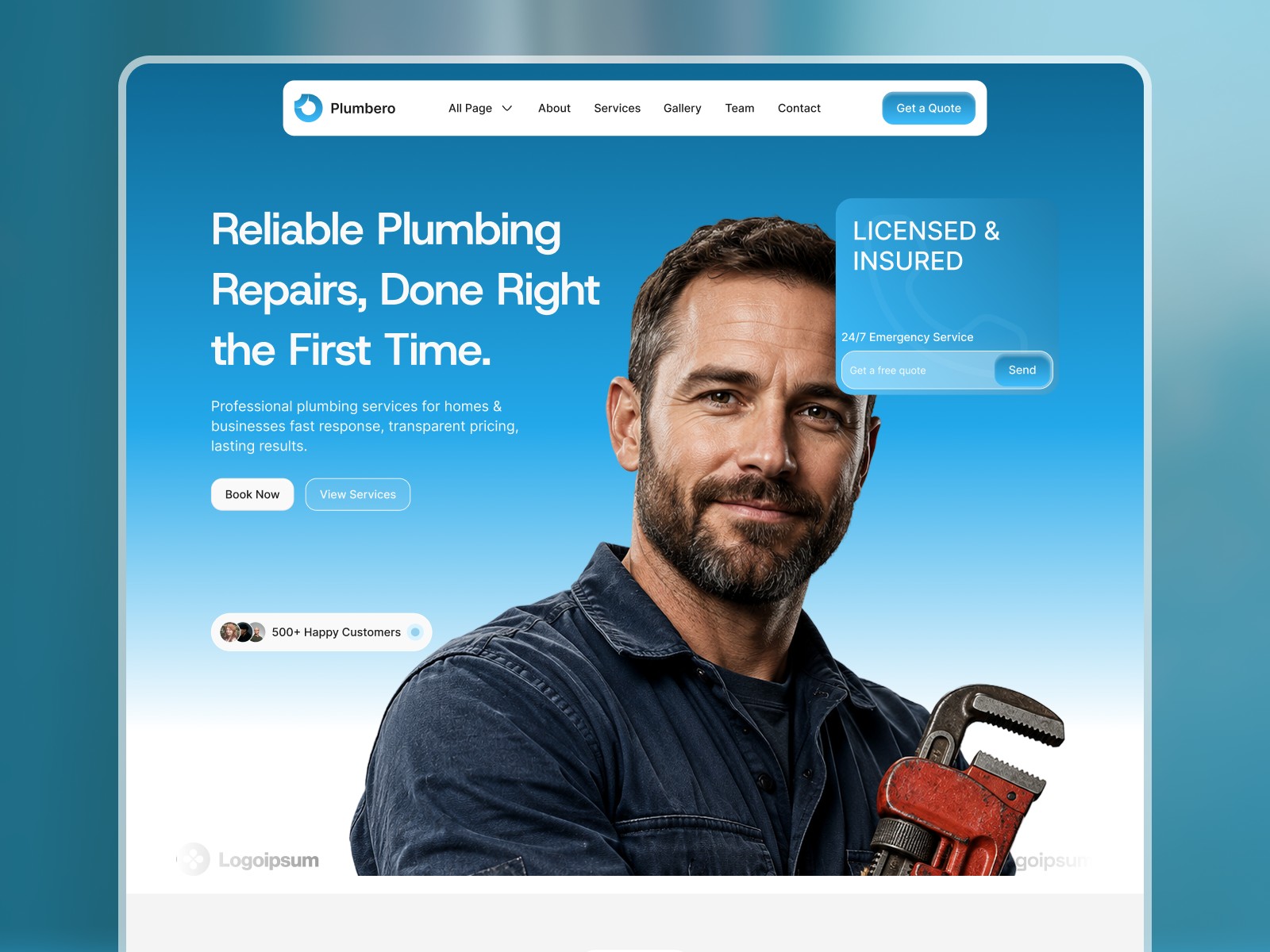 Plumbero: Free Property Website Template by Arini Studio — Free Home Services Framer Template preview