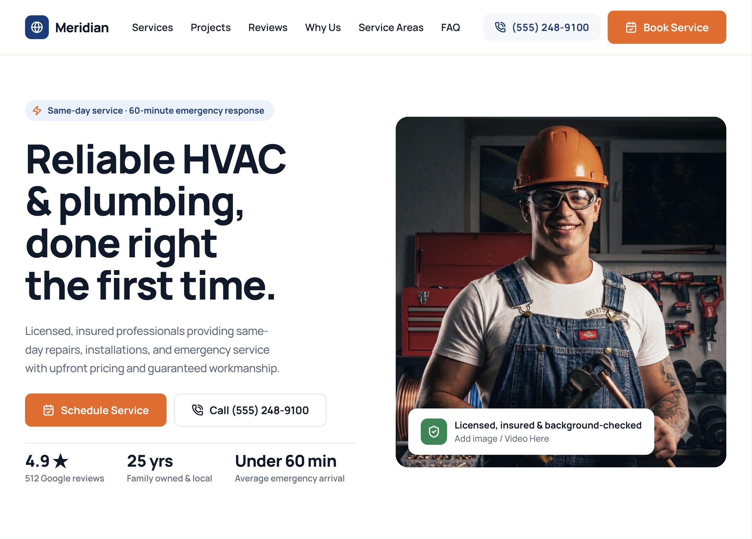 Plumbing &amp; AC repair — Free Landing Page Website Template by Anzu — Free Home Services Template for Framer by Anzu preview