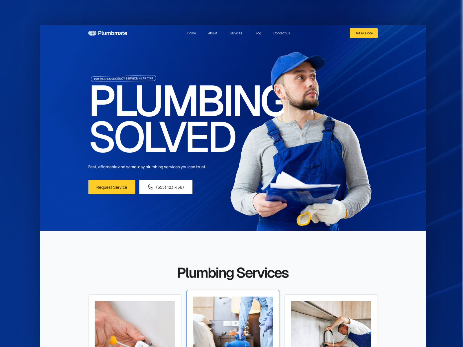 Plumbmate — Free Plumbing & Handyman Service Framer Template preview