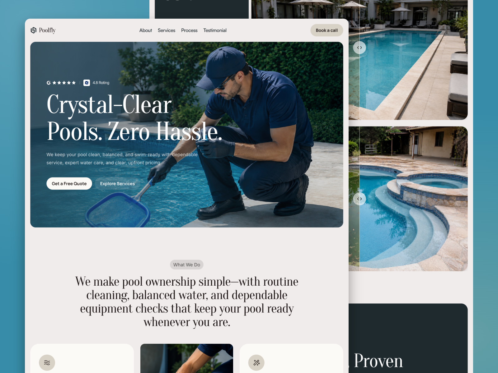 PoolFly: Free Agency Website Template by Tanber Hossen — Free Agency Framer Template preview