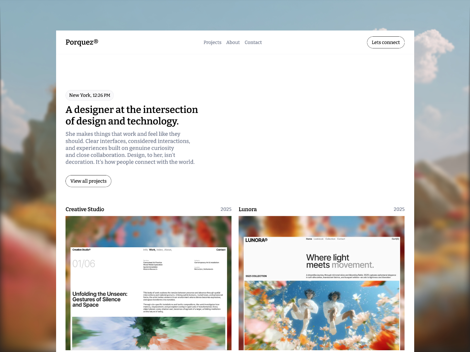 Porquez — Free Minimal Portfolio Framer Template preview