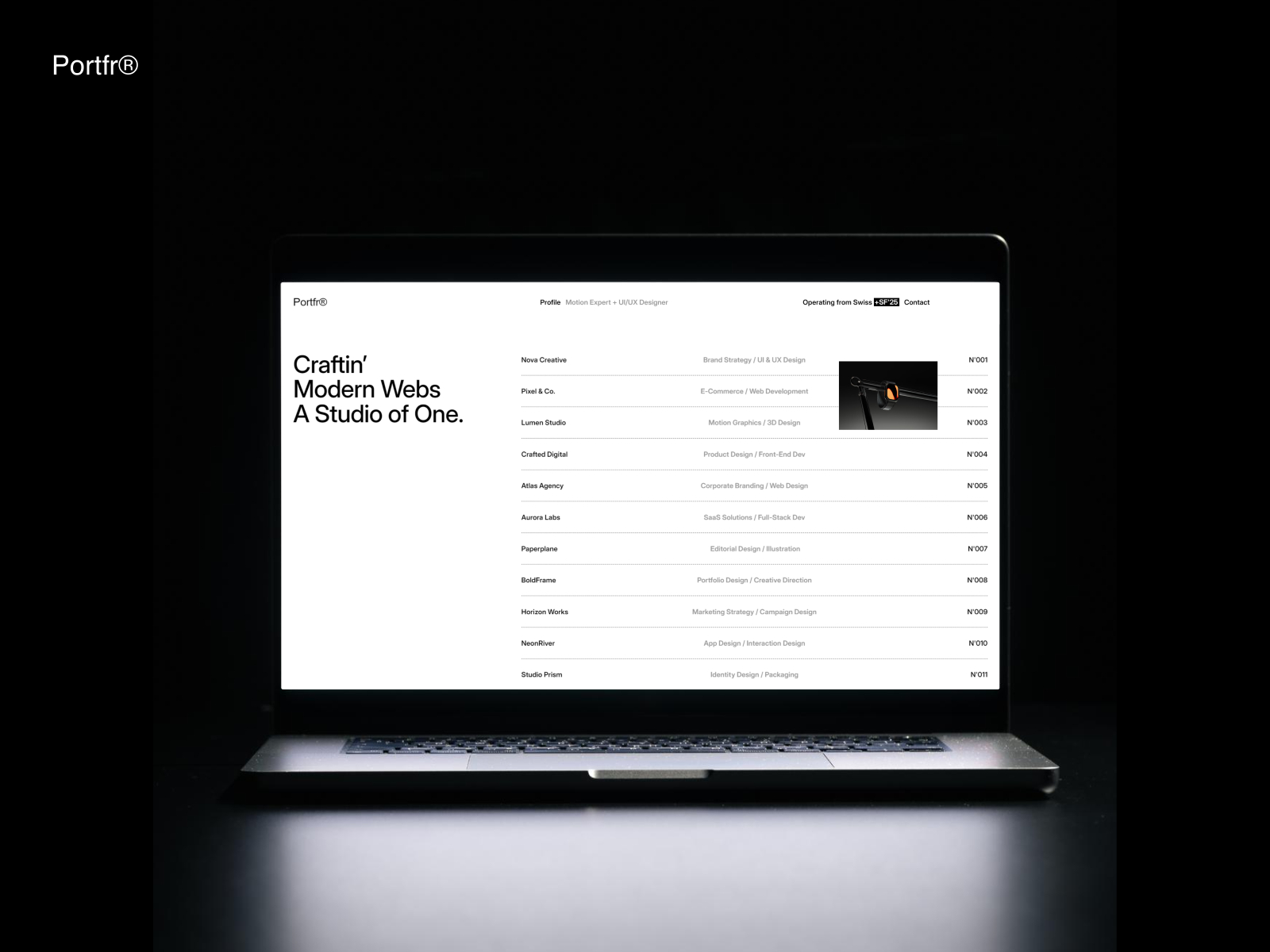 Portfr: Free Portfolio Website Template by NFrame — Free Portfolio Framer Template preview
