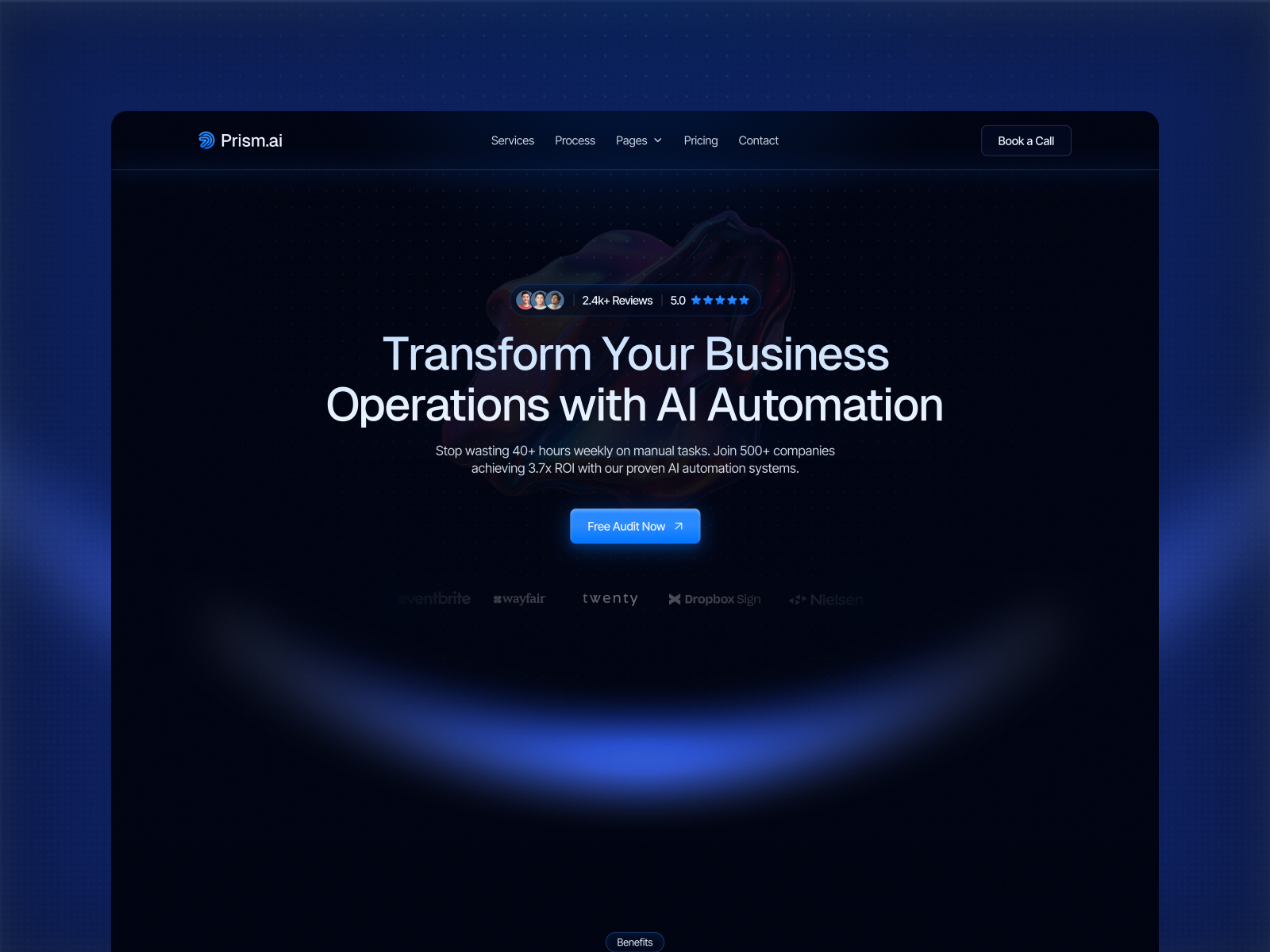 Prisam — Free AI & Automation Agency Framer Template preview
