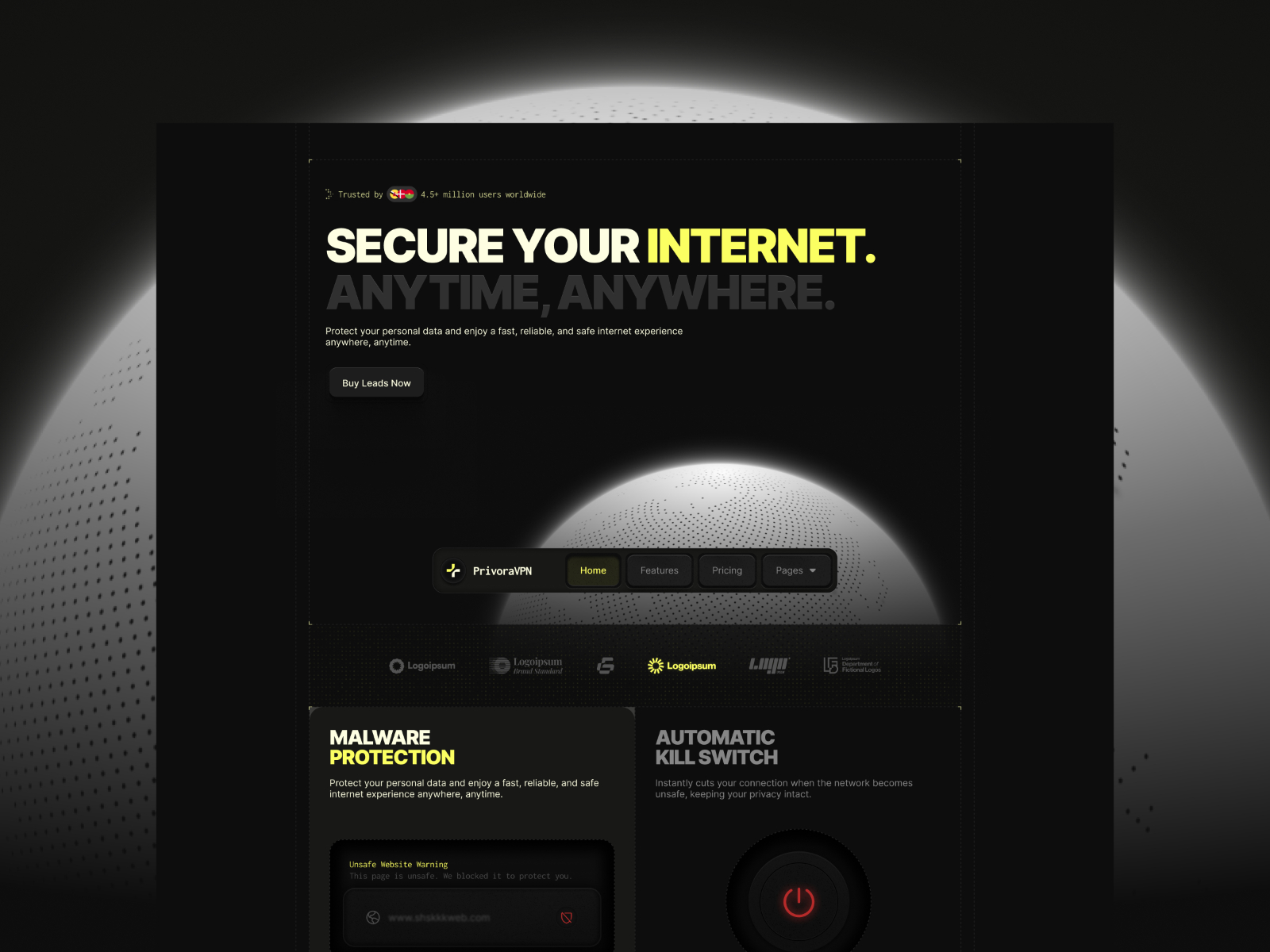Privoravpn — Free SaaS Framer Template preview