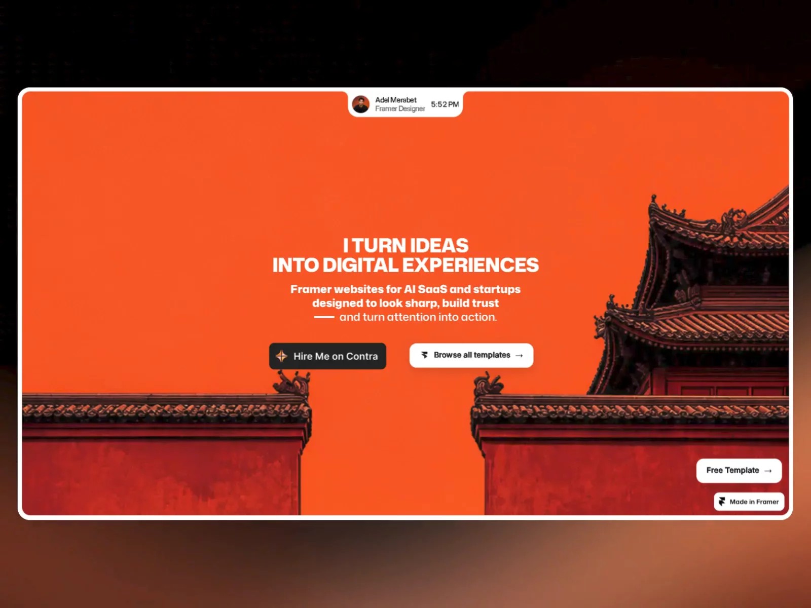 ProfileDock: Free Portfolio Website Template by Adel_Merabet — Free Portfolio Framer Template preview