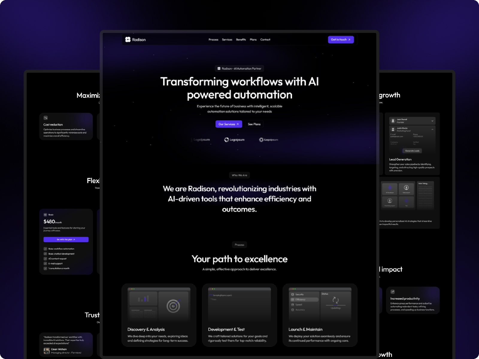Radison: Free Agency Website Template by Kanishk Dubey — Free Agency Framer Template preview