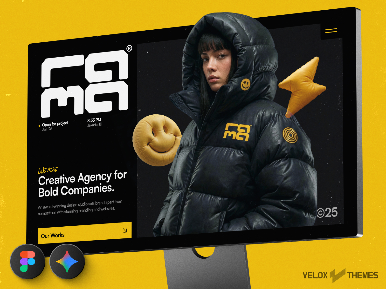 Rama: Responsive Portfolio Website Template by Velox Themes — Free Portfolio Framer Template preview