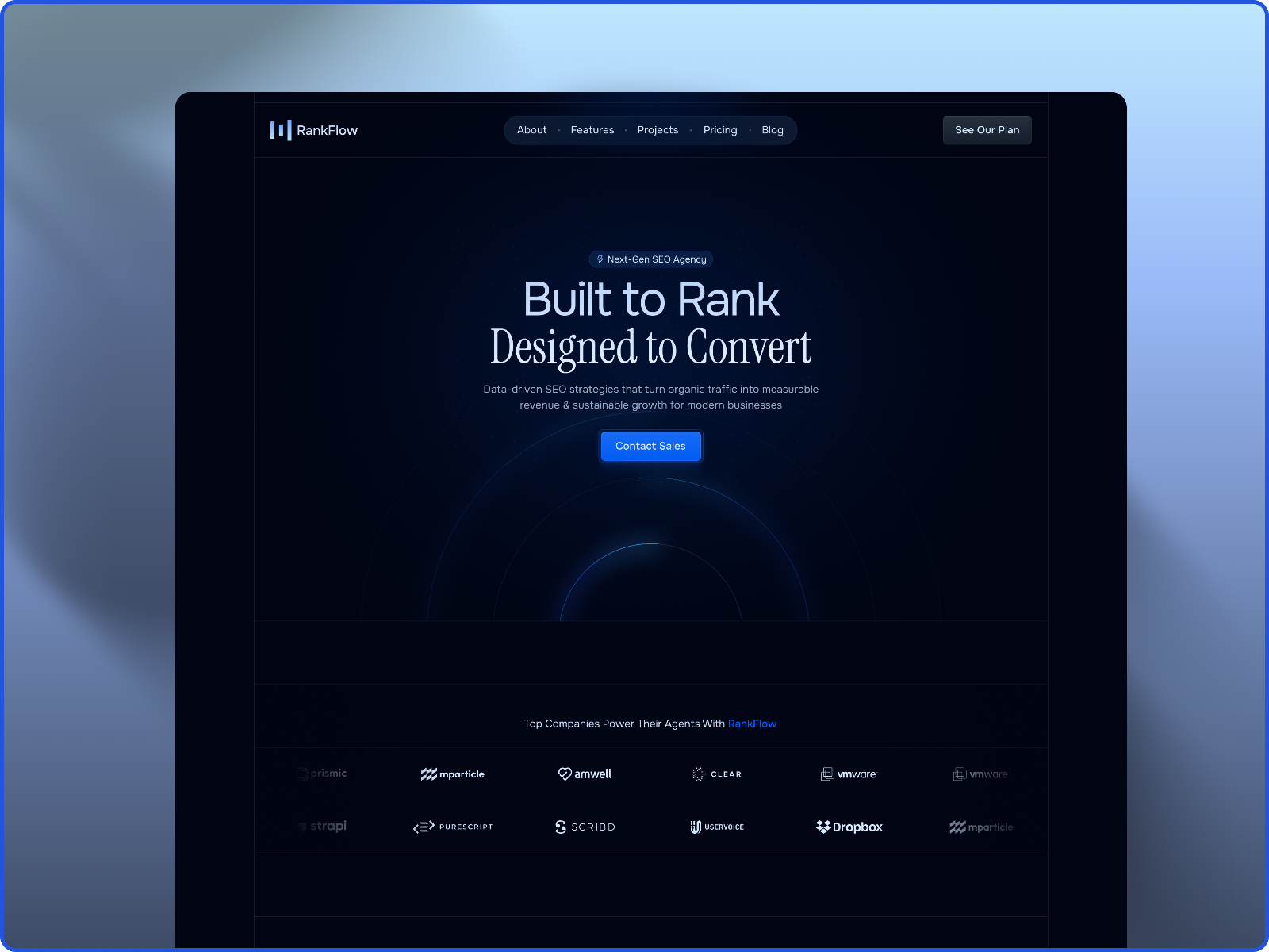 RankFlow — Free Agency Framer Template preview