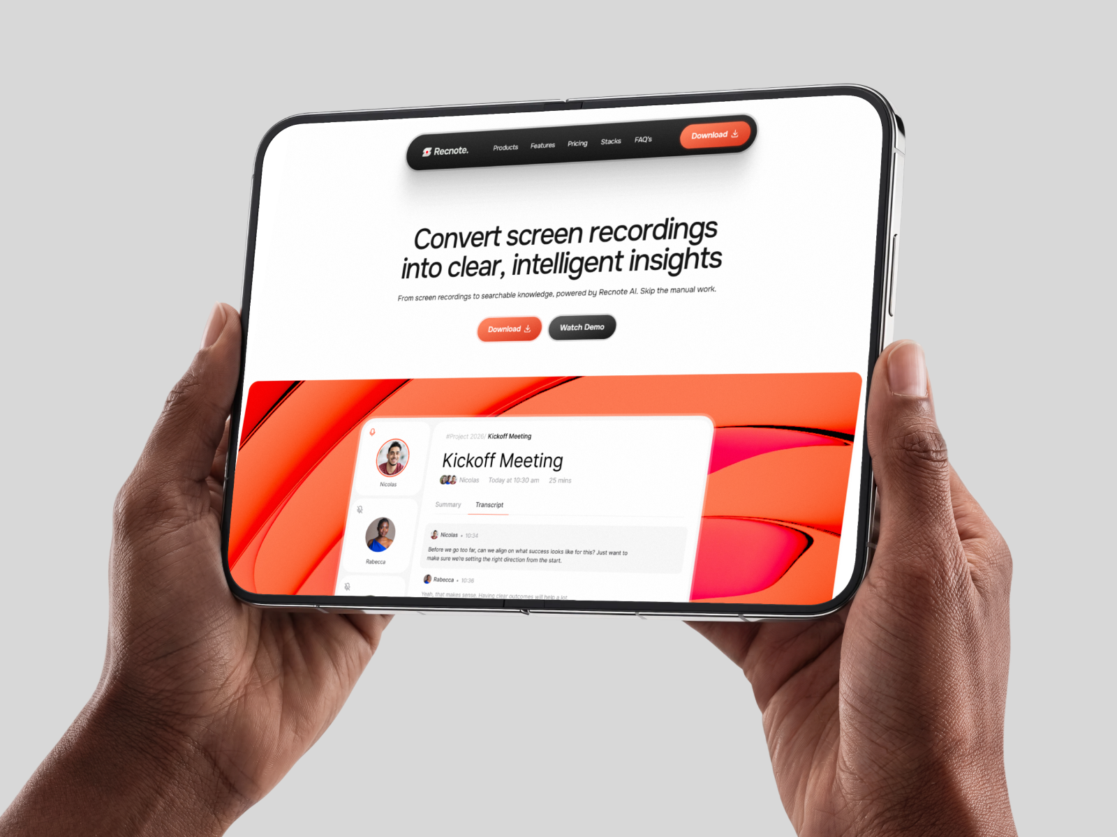 Recnote — Free Landing Page Template for Framer preview