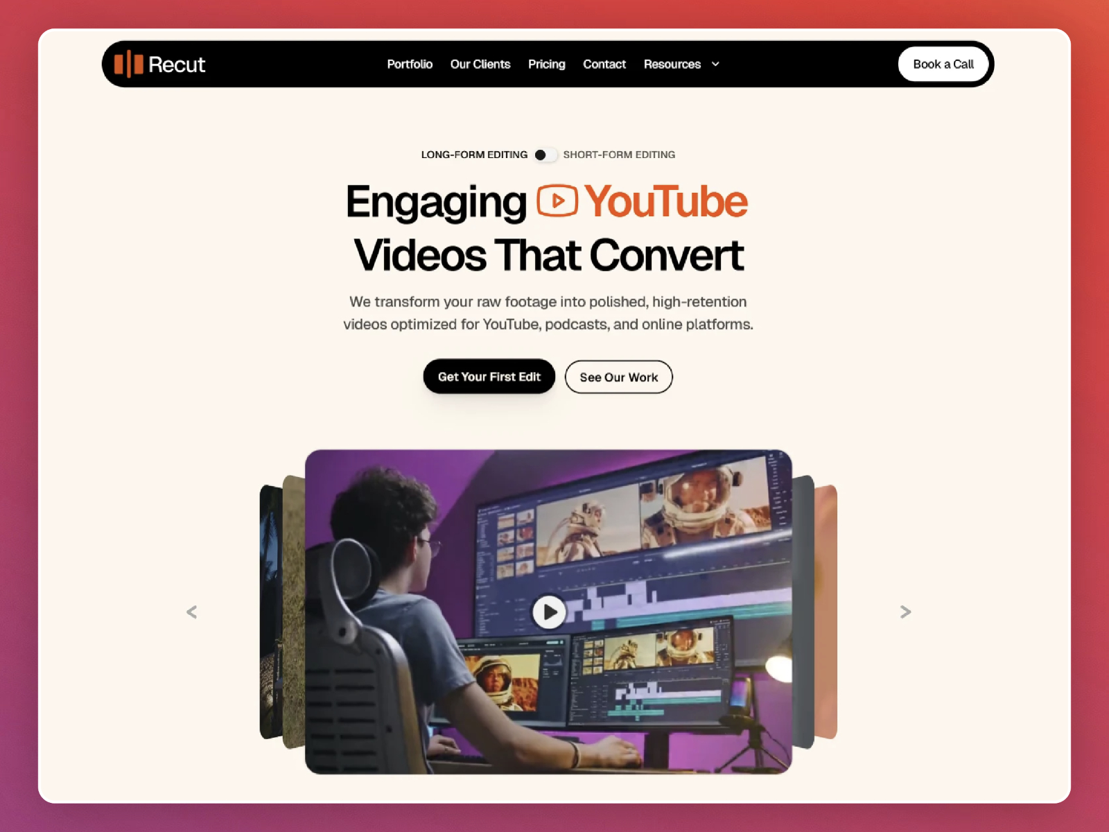 Recut — Free Portfolio Framer Template preview