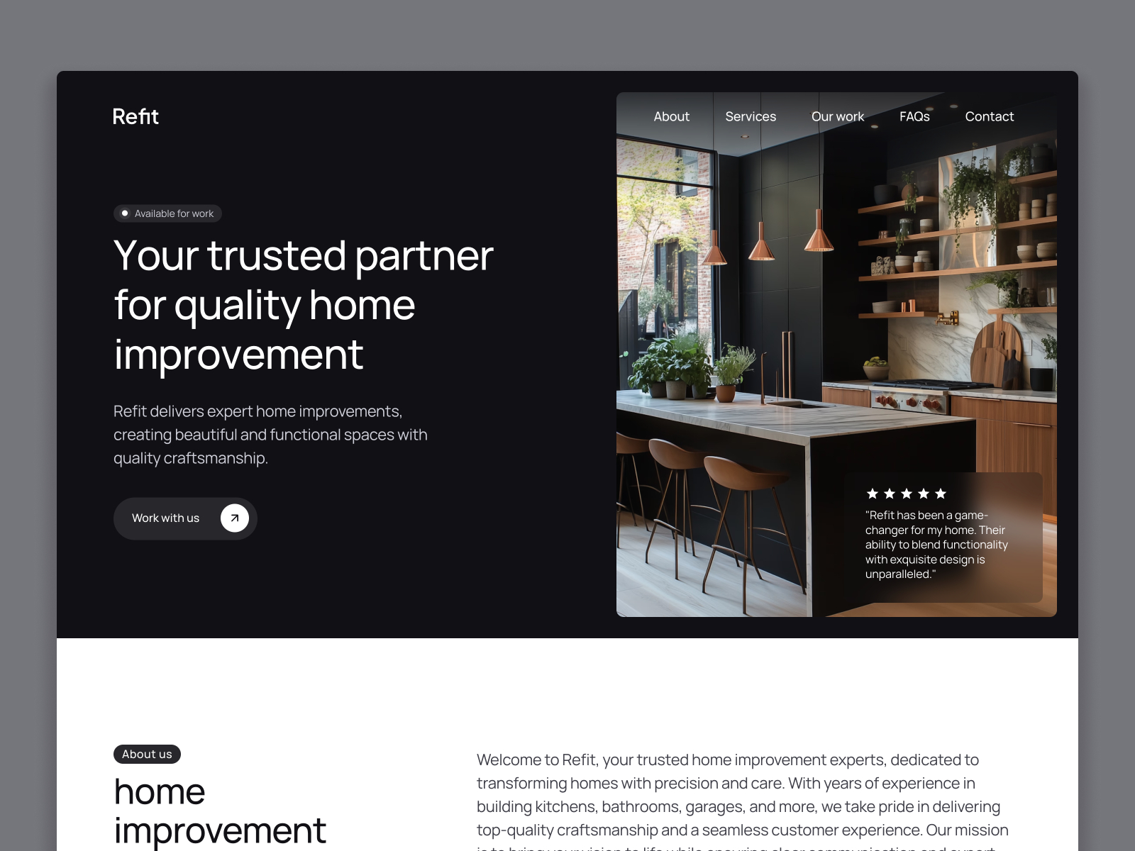 Refit: Free Portfolio Website Template by JJ Gerrish — Free Architecture Framer Template preview
