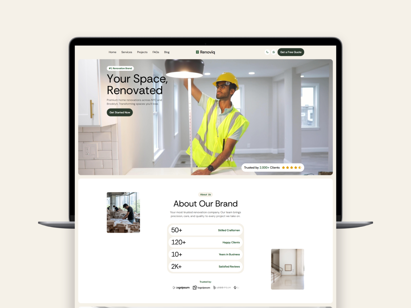 Renoviq — Free Architecture Framer Template preview