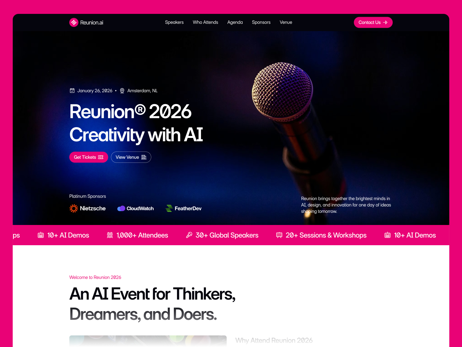 Reunion — Free Events Framer Template preview