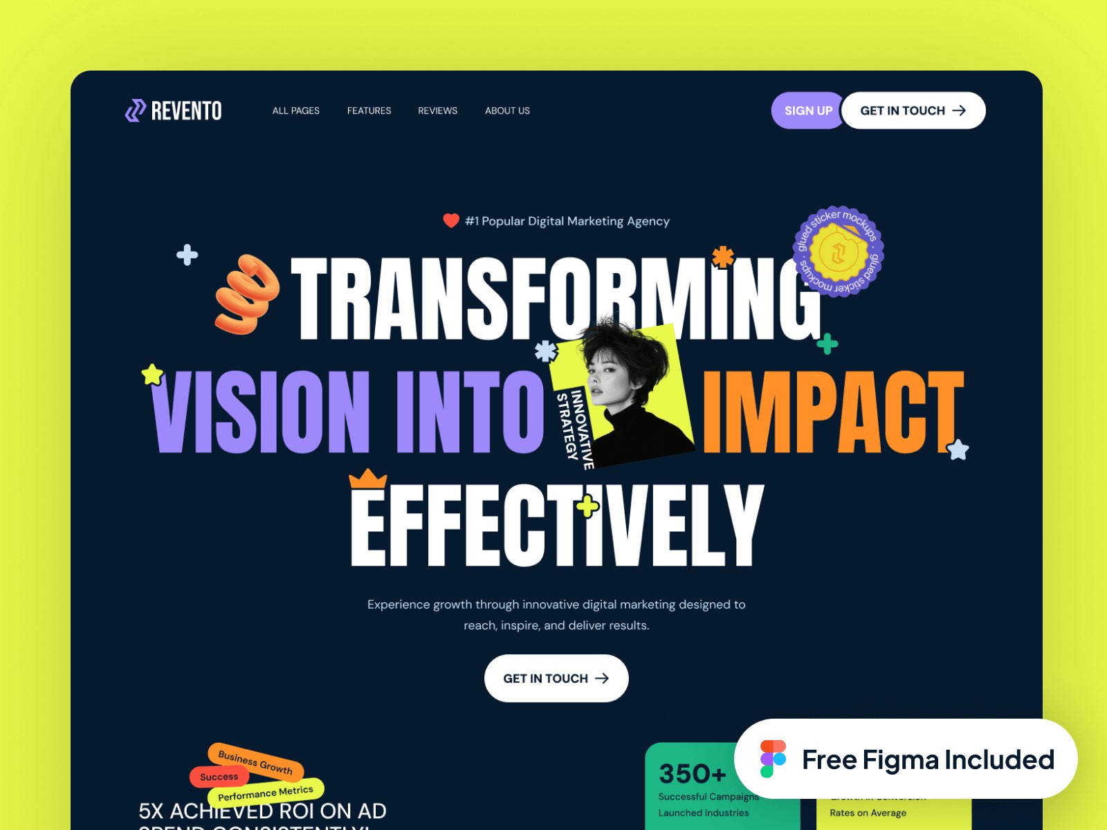 Revento: Responsive Portfolio Website Template by Framerbite — Free Events Framer Template preview