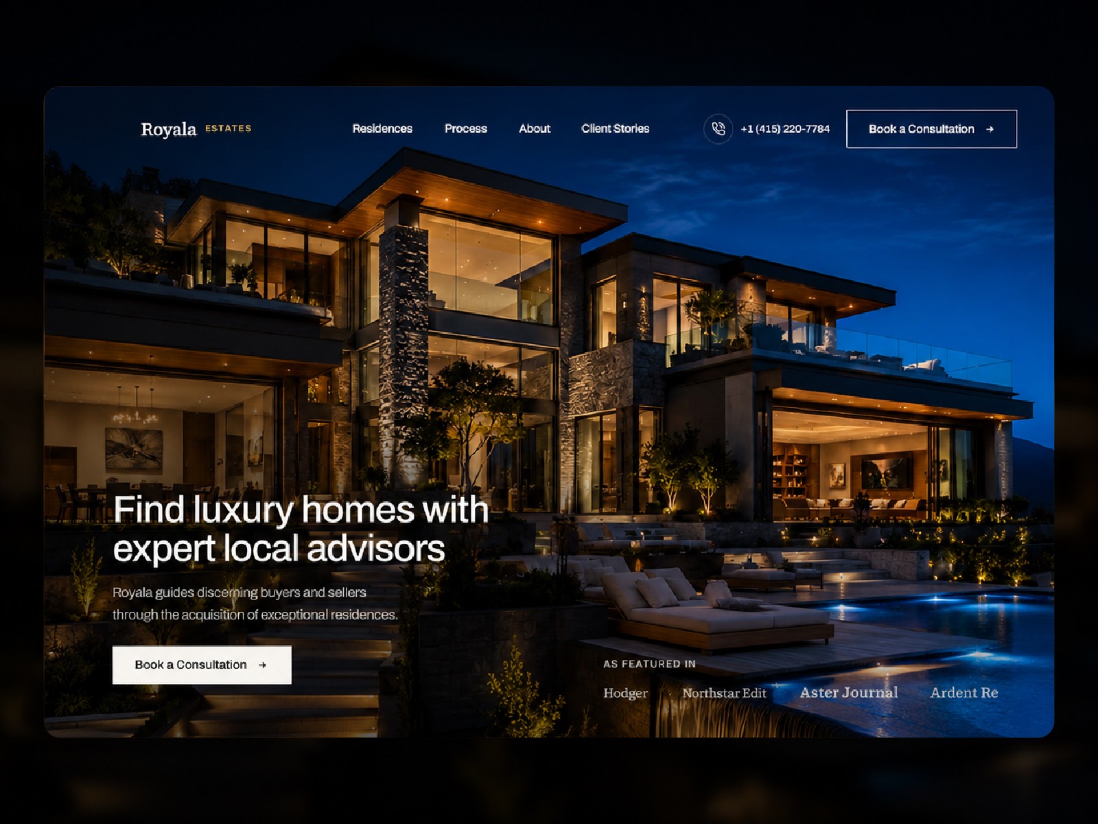 Royala — Free Portfolio Website Template by Fitrin — Free Real Estate Template for Framer by Fitrin preview