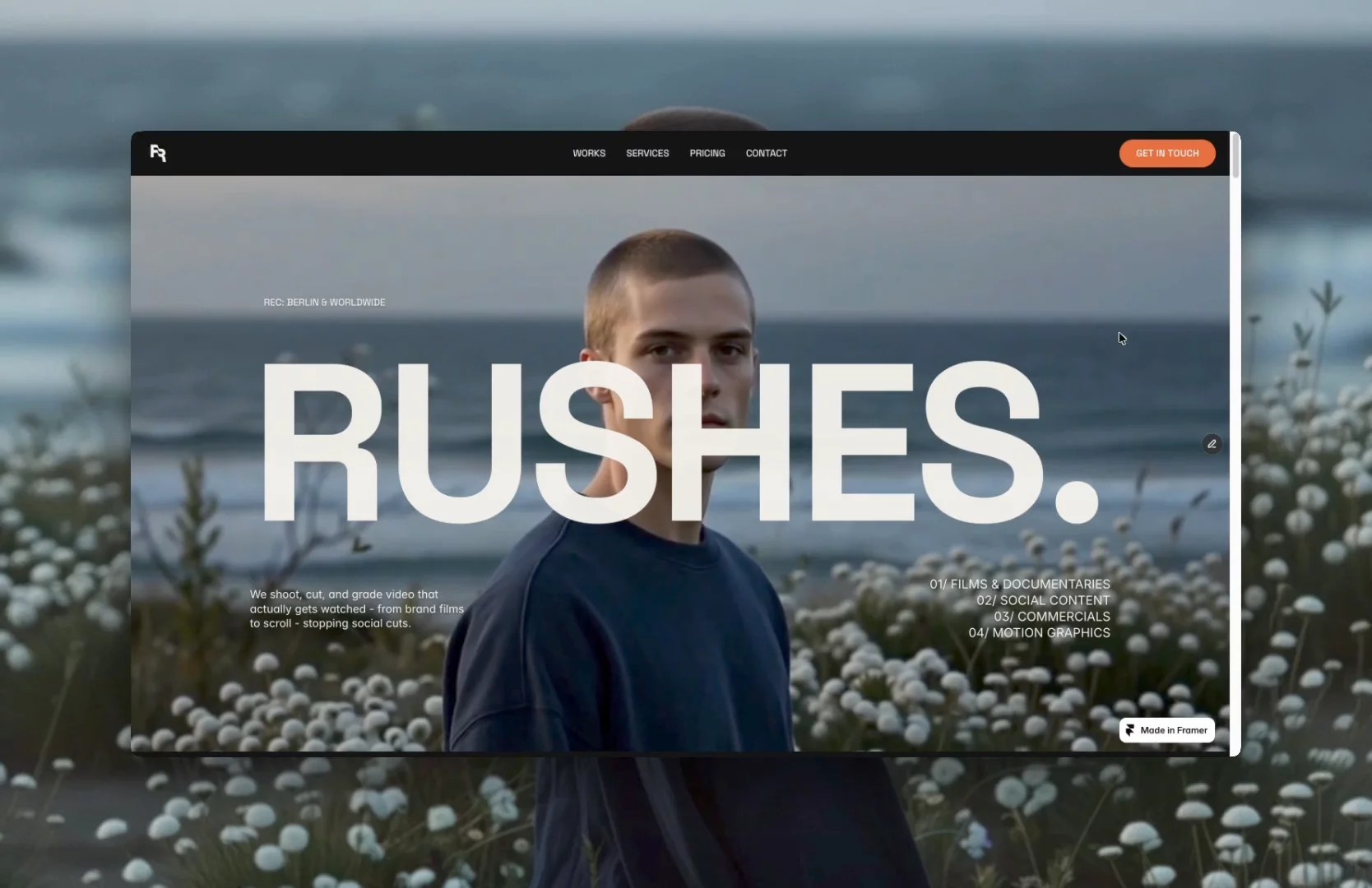 RUSHES.: Free Agency Website Template by Marta Koziarz — Free Agency Framer Template preview