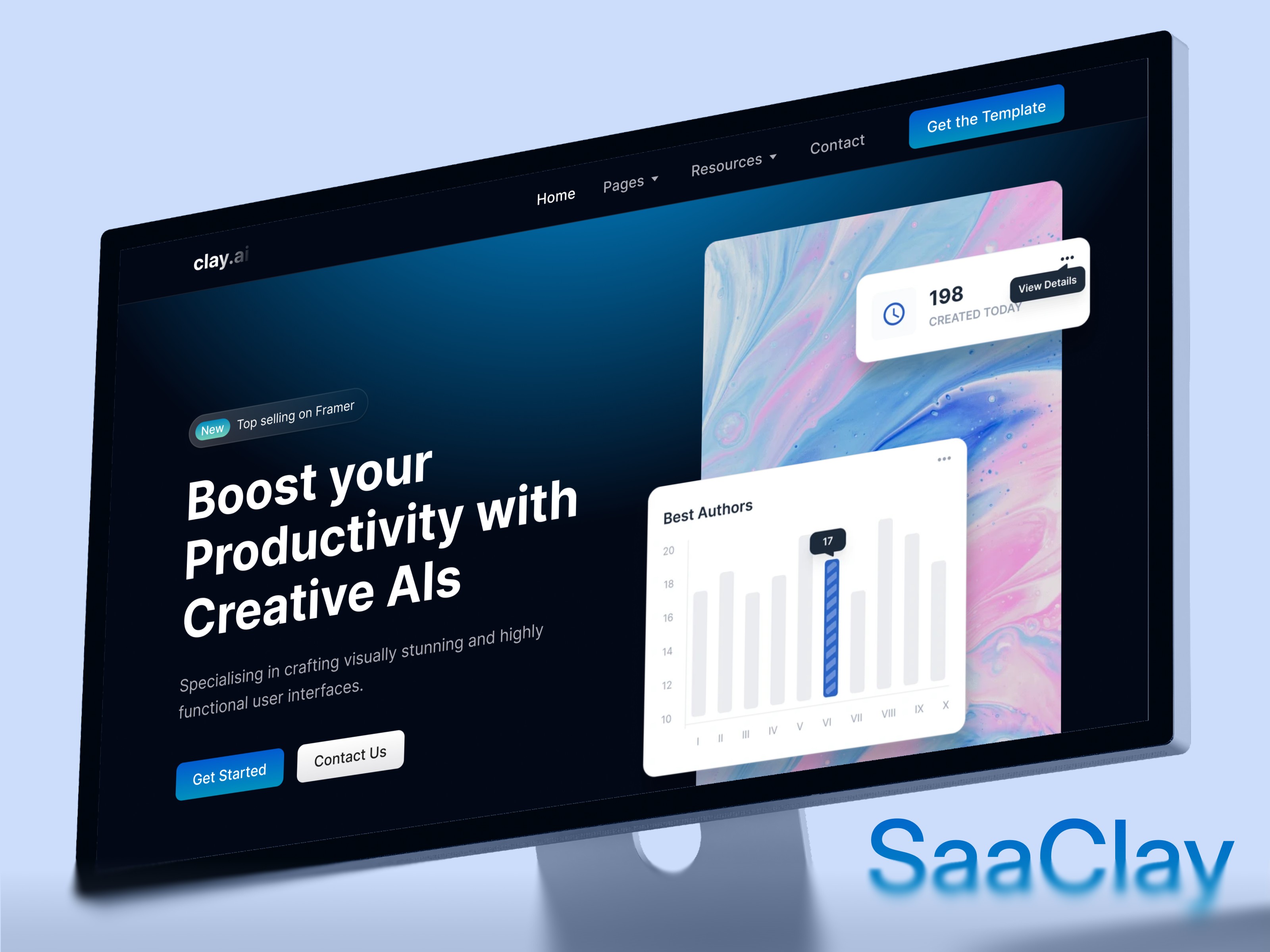 SaaClay — Free AI Website Template by Pentaclay — Free SaaS Template for Framer by Pentaclay preview