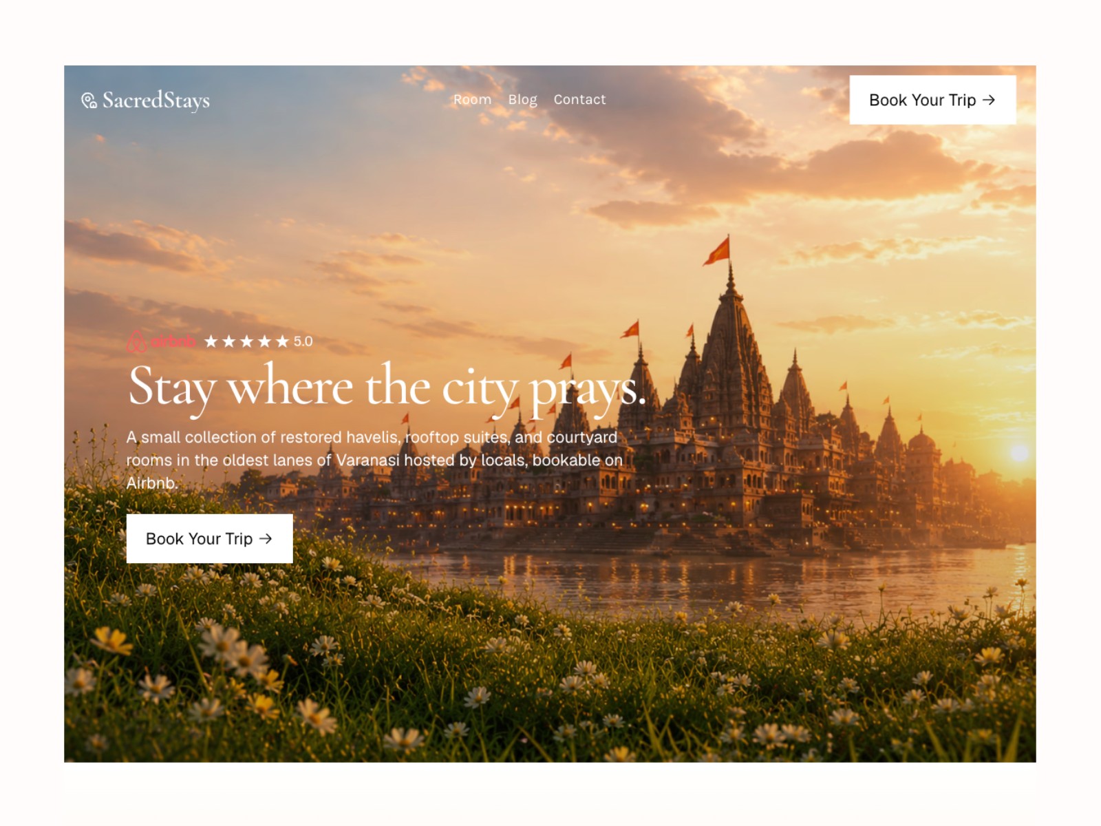 Sacredstays — Free Blog Website Template by Dinesh — Free Blog Template for Framer by Dinesh preview