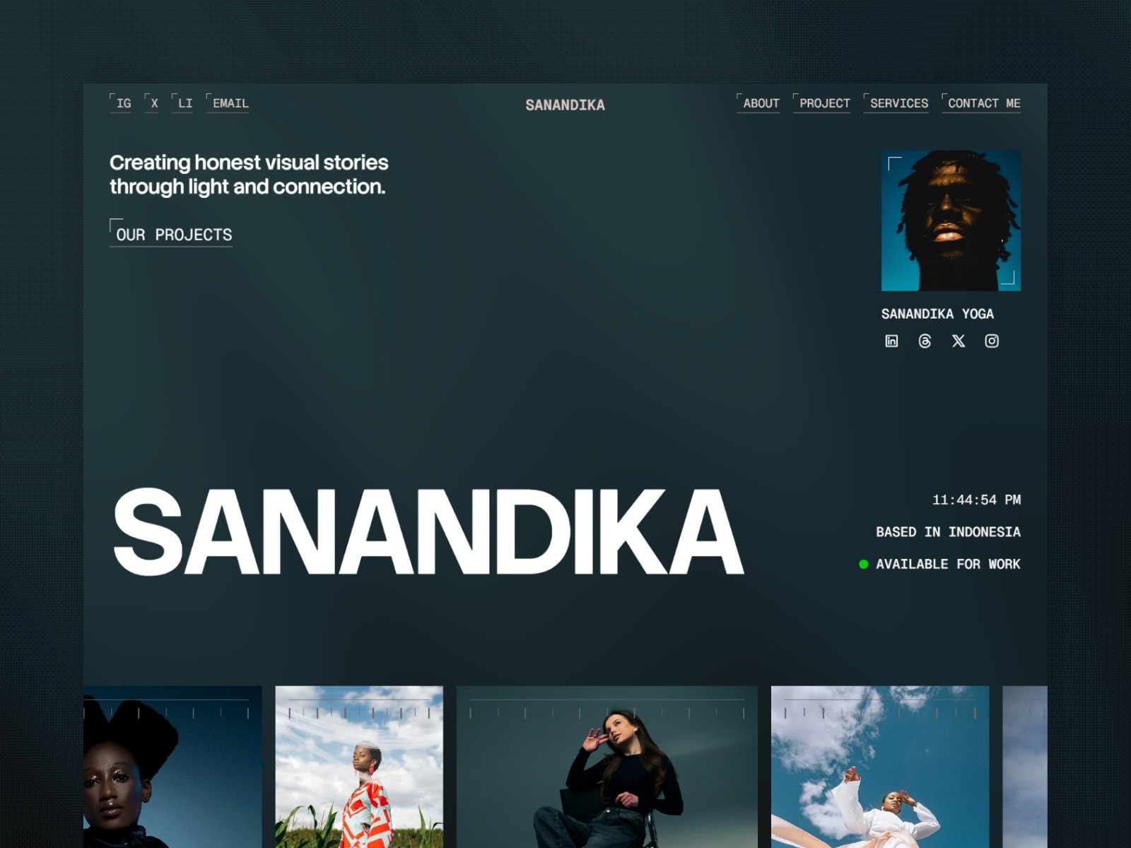 Sanandika: Free Portfolio Website Template by Rand Std — Free Portfolio Framer Template preview