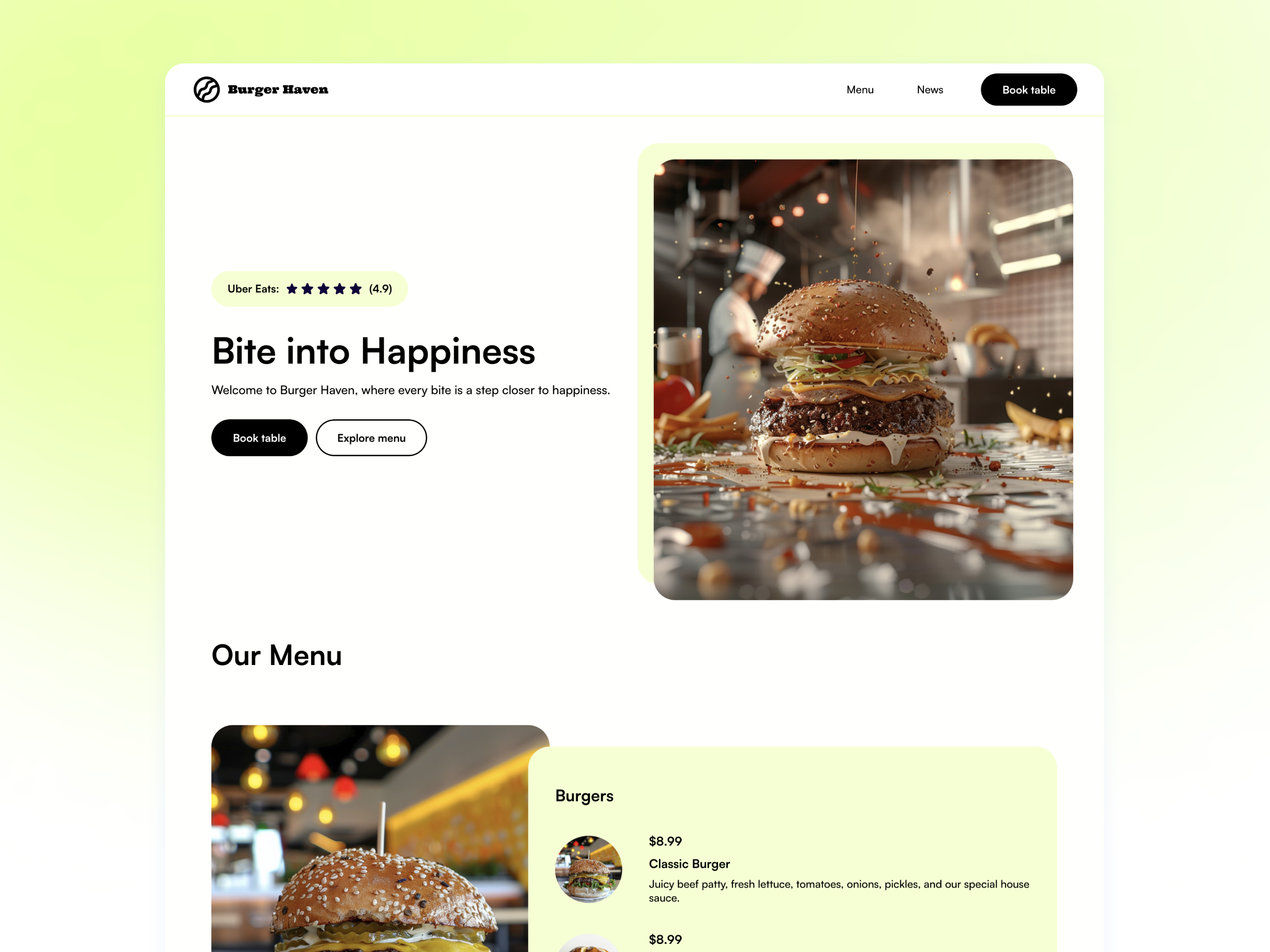 Scoopa: Free Restaurant Website Template by Aidan Looker — Free Food Framer Template preview