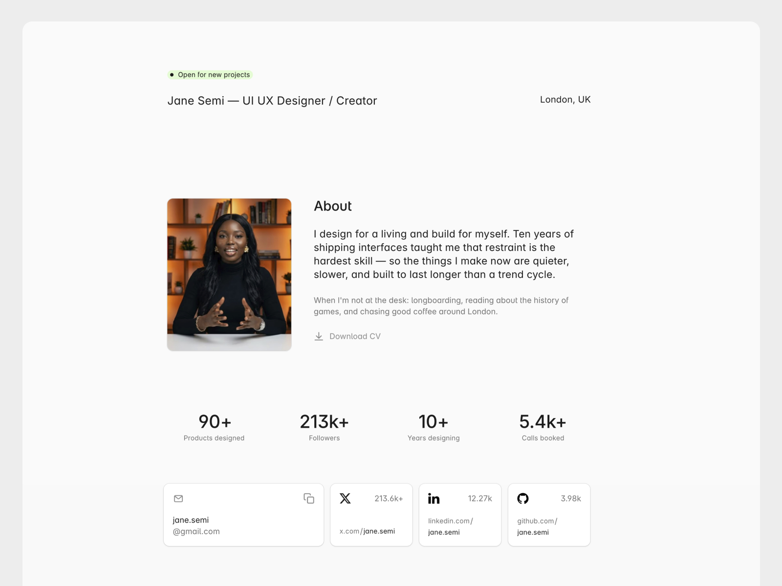 Semilancer: Free Portfolio Website Template by Navid Semi — Free Portfolio Framer Template preview