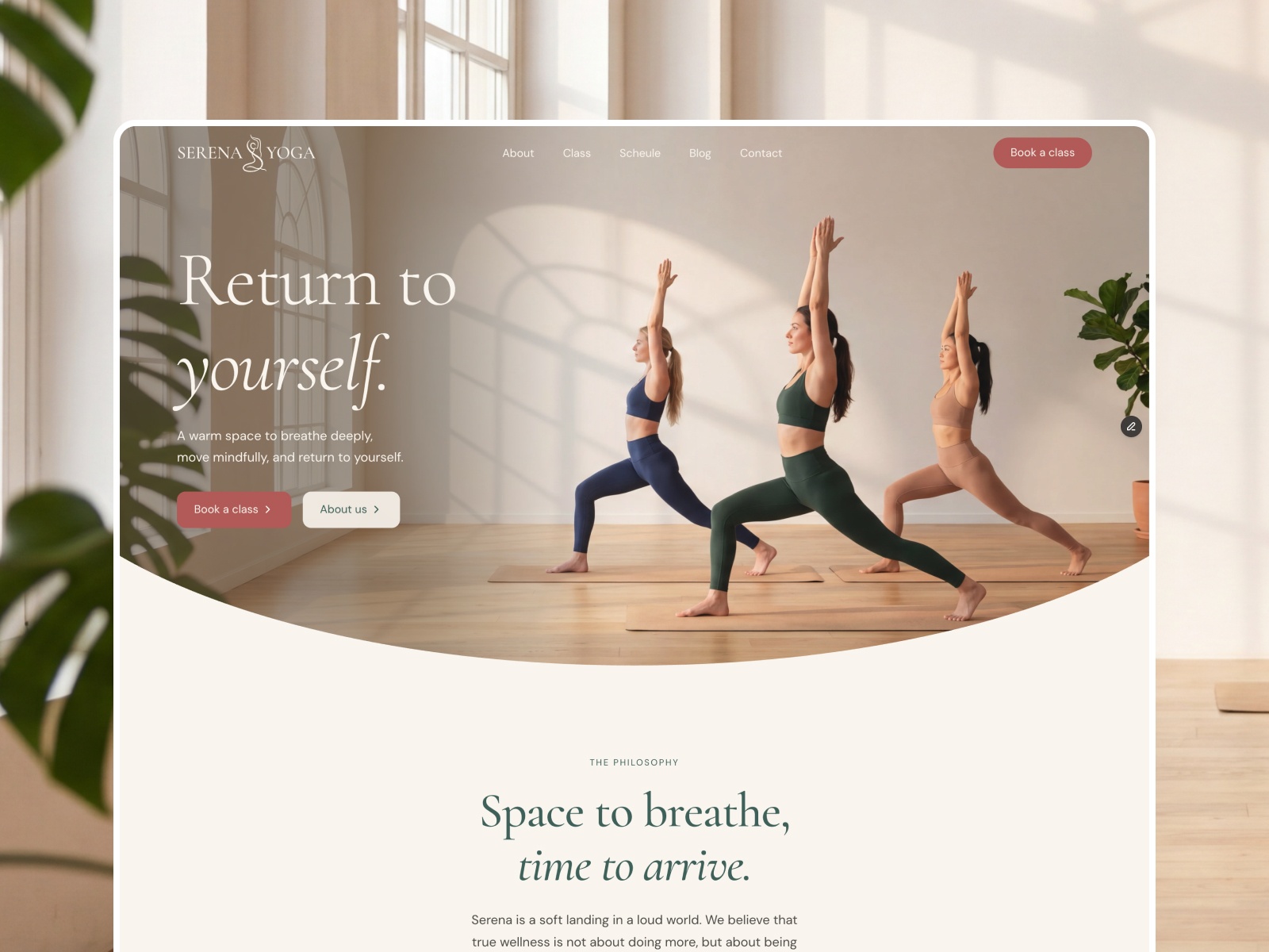 Serena Yoga2 — Free Yoga Studio Framer Template preview
