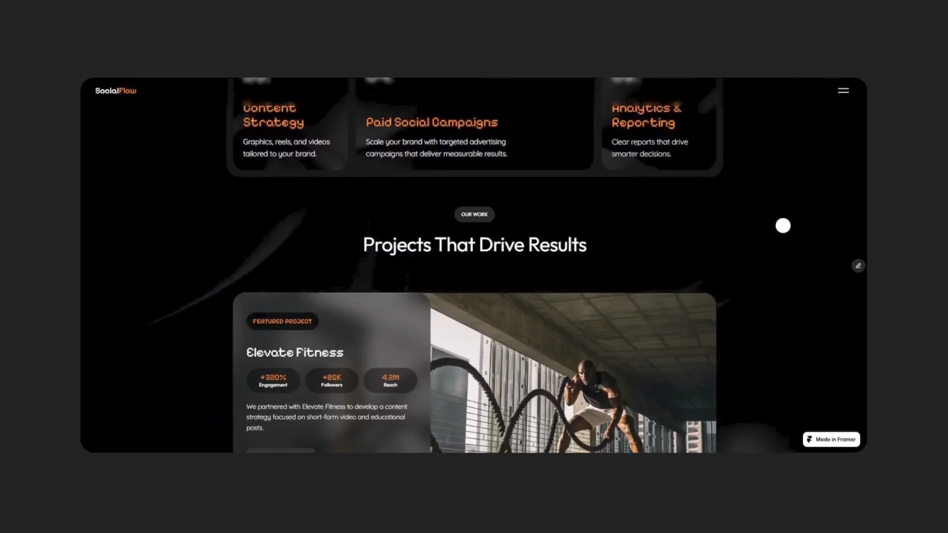 SocialFlow — Free Agency Website Template by Nascimento — Free Agency Template for Framer by Nascimento preview