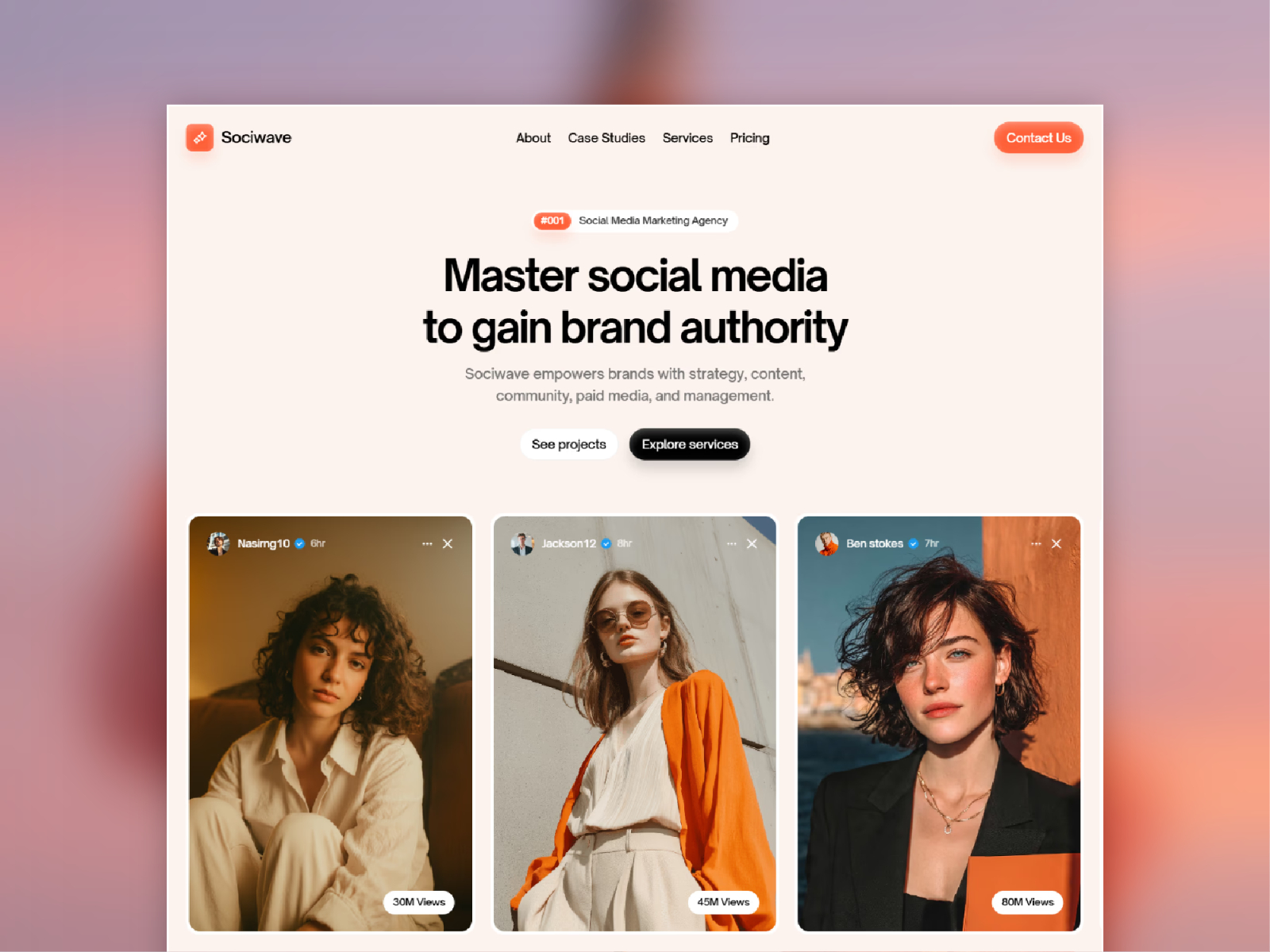 Sociwave — Free Portfolio Framer Template preview