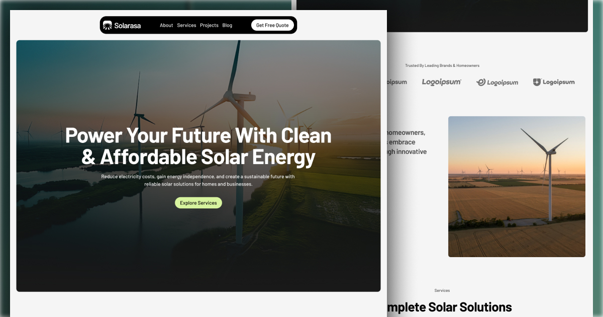 Solarasa — Free Startup Website Template by Pixela Hub — Free SaaS Template for Framer by Pixela Hub preview