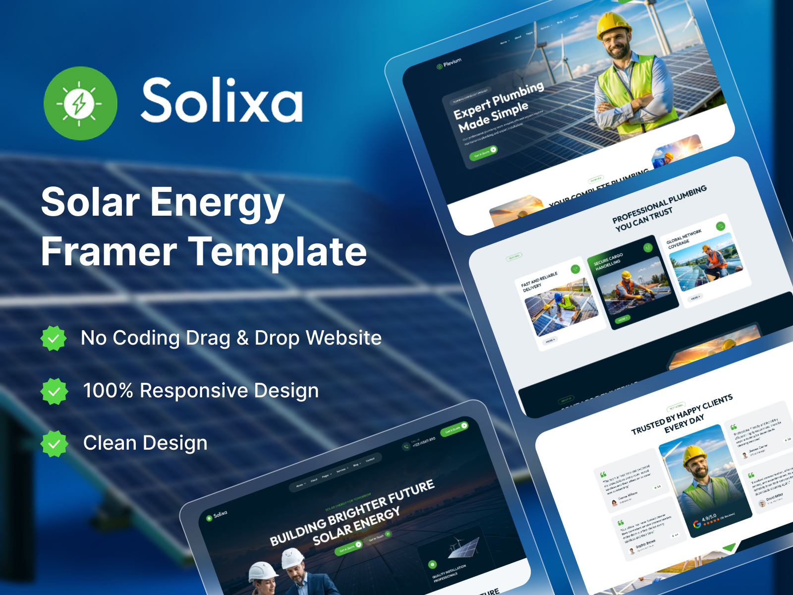 Solixa: Free Non-profit Website Template by Dream IT Solution — Free Home Services Framer Template preview