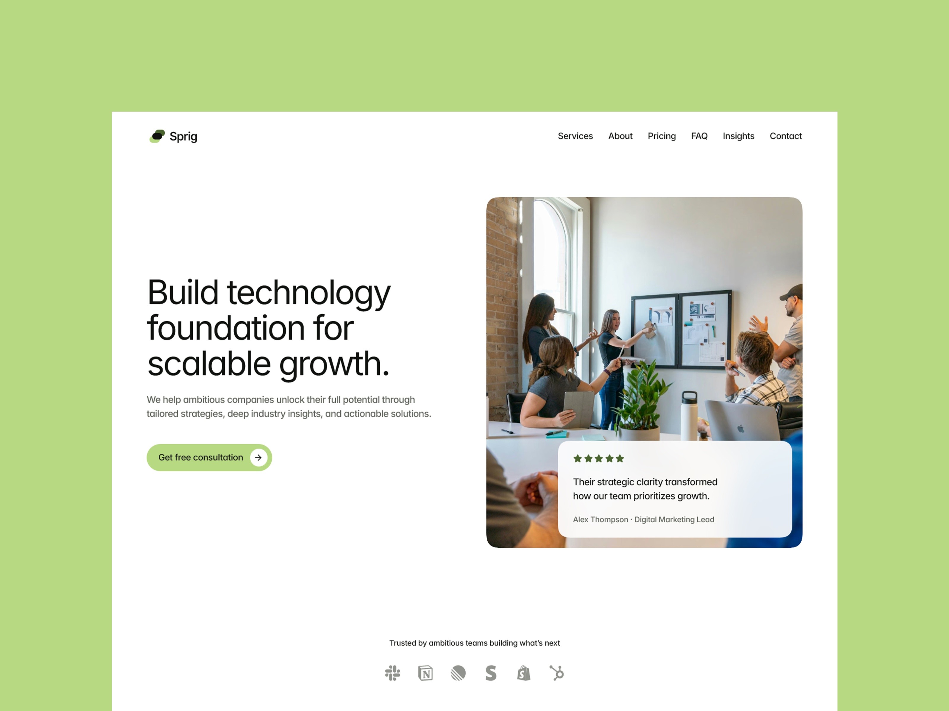 Sprig Advisory — Free Agency Website Template by Zain Malik — Free Agency Template for Framer by Zain Malik preview