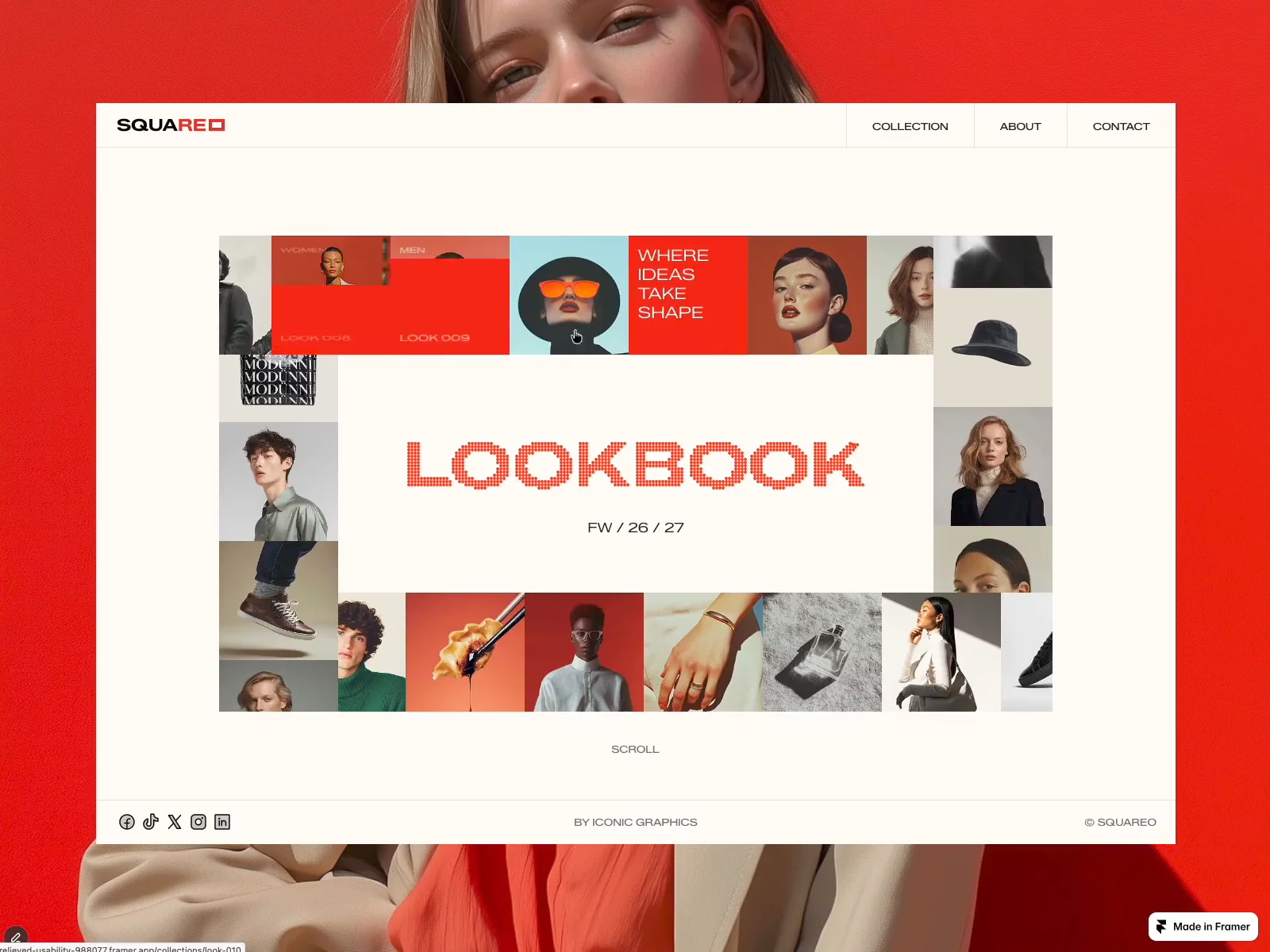 Squareo Look Book — Free Portfolio Template for Framer preview