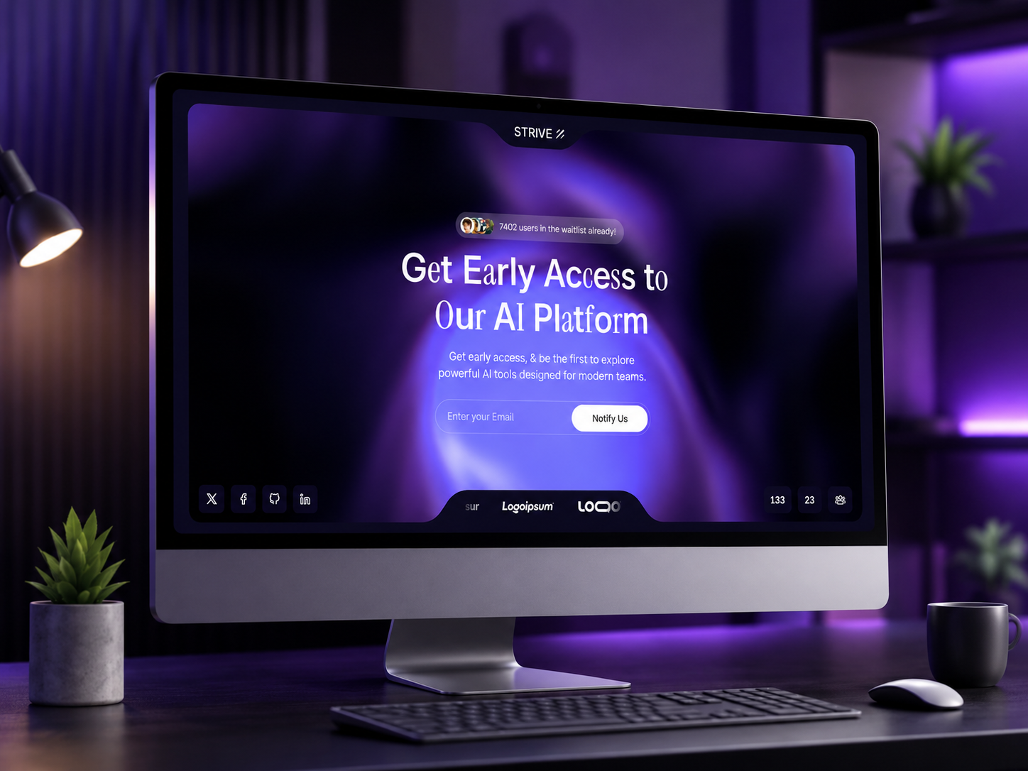 Strive Waitlist: Free AI Website Template by Kamran Ghoto — Free SaaS Framer Template preview