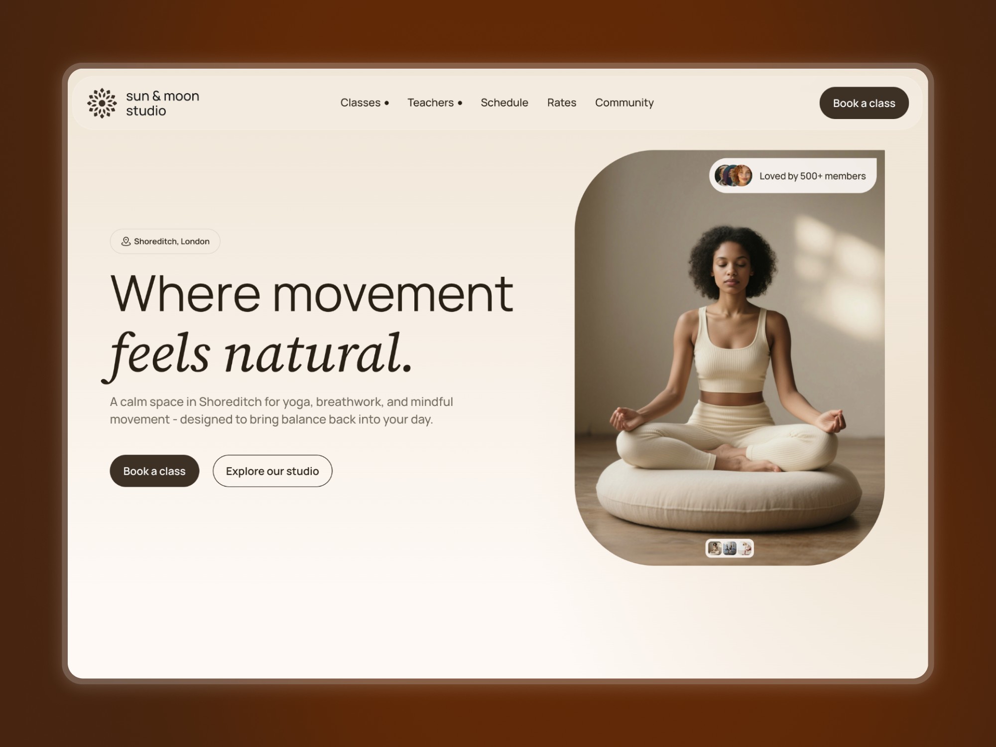 Sun &amp; Moon Studio: Free Health Website Template by Sebastian — Free Healthcare Framer Template preview