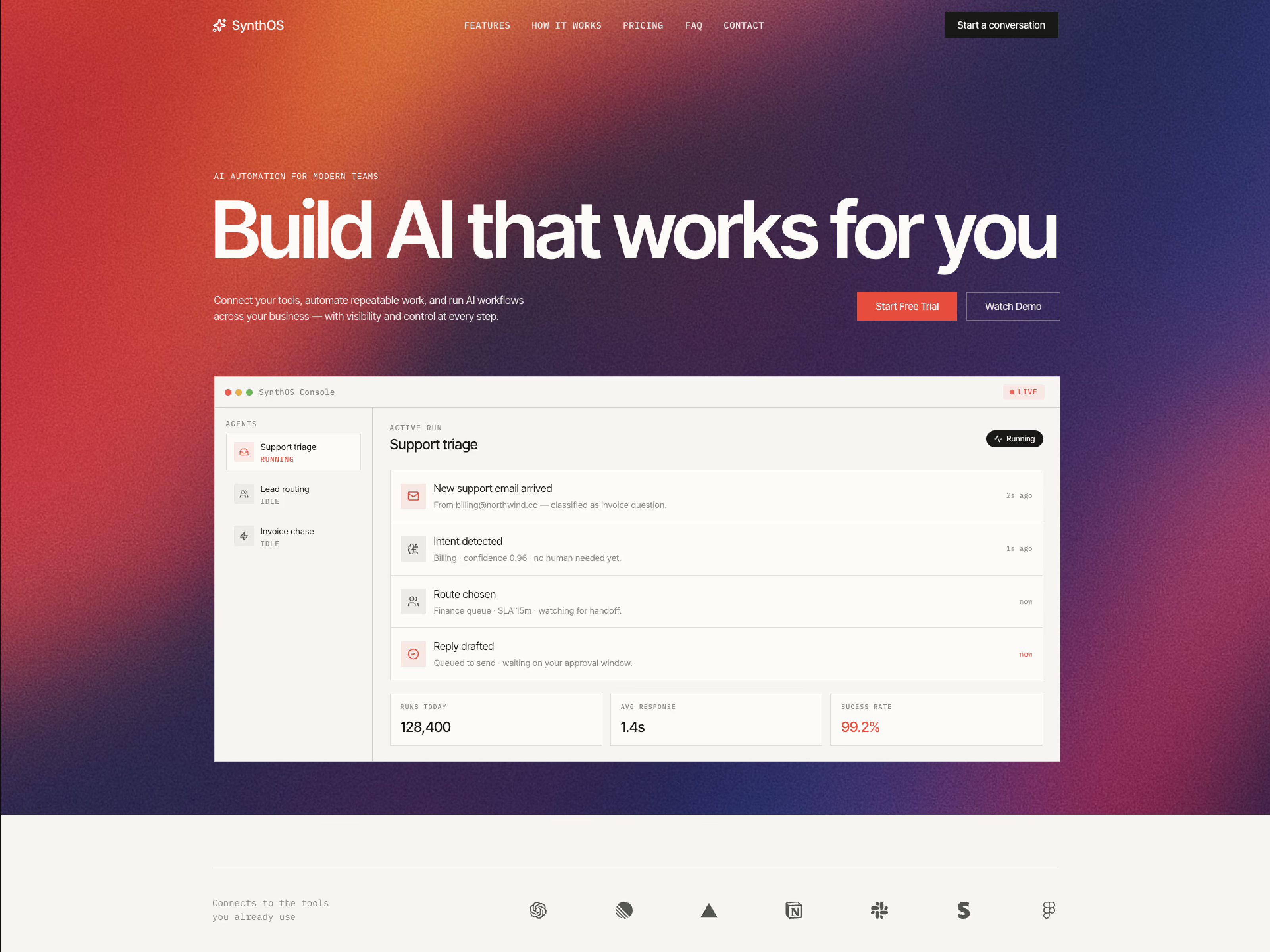 SynthOS — Free SaaS Template for Framer by Manikandan G preview