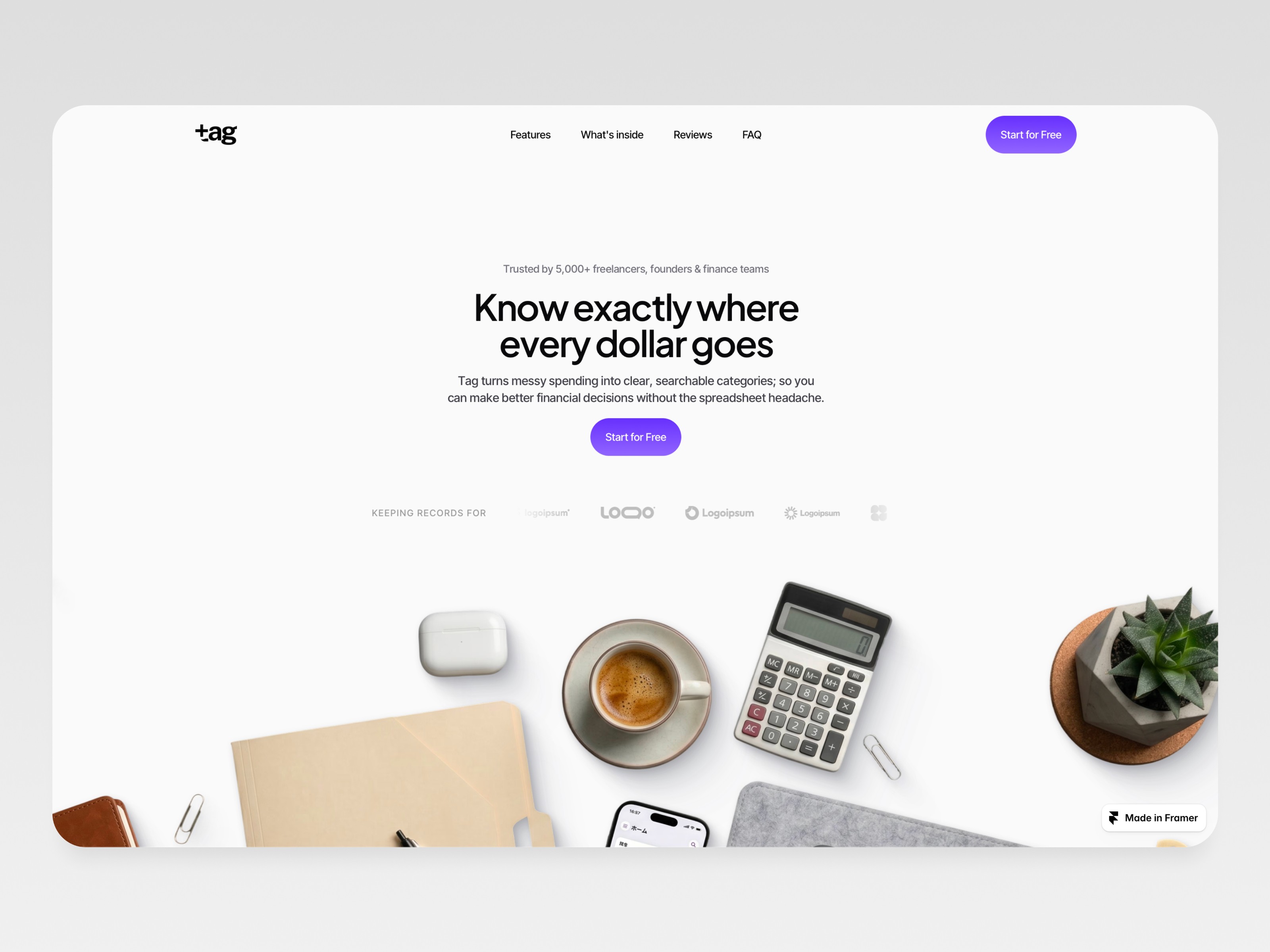 Tag — Free SaaS Website Template by Plaiter — Free Finance Template for Framer by Plaiter preview