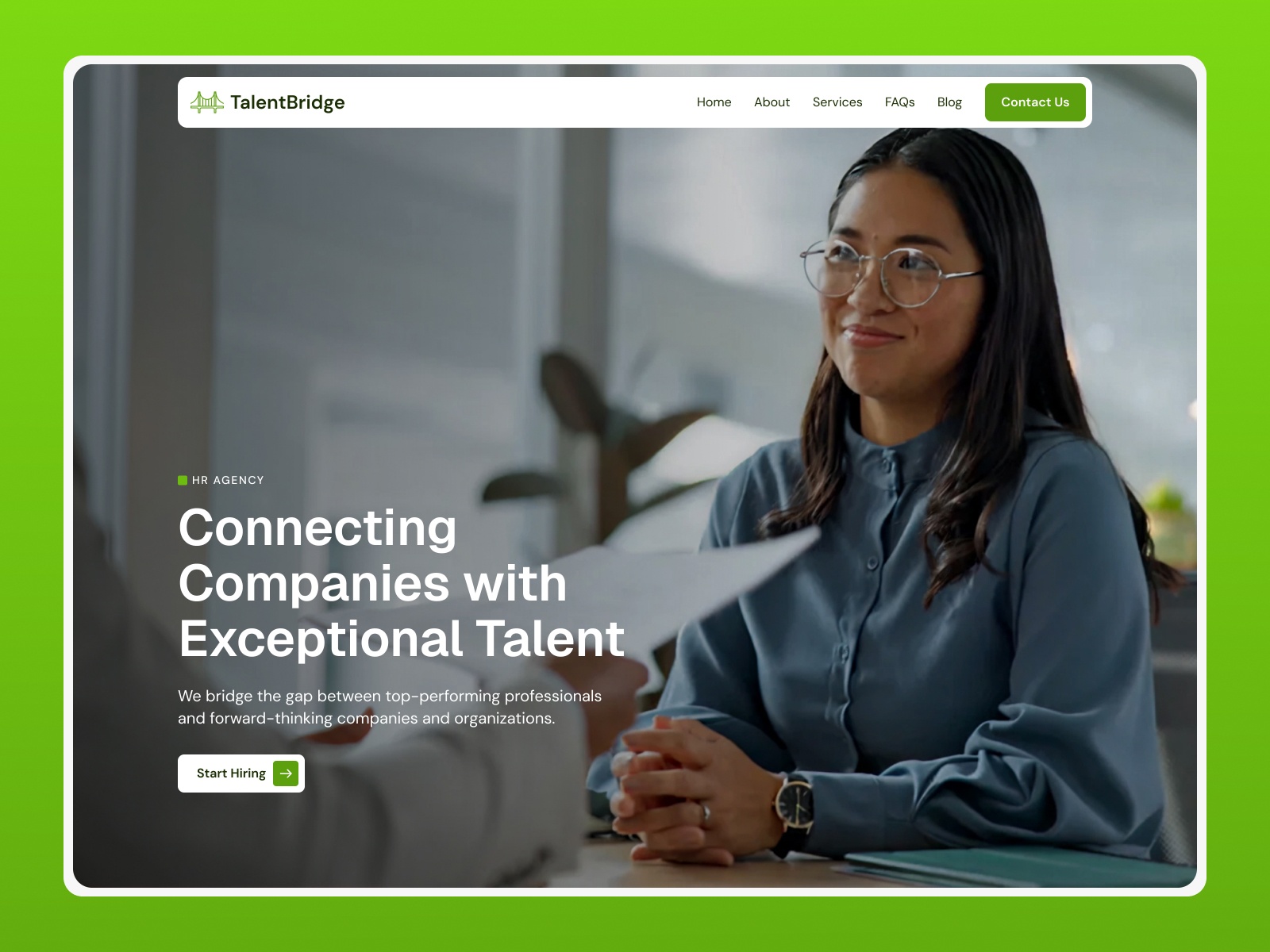 TalentBridge — Free HR Framer Template preview