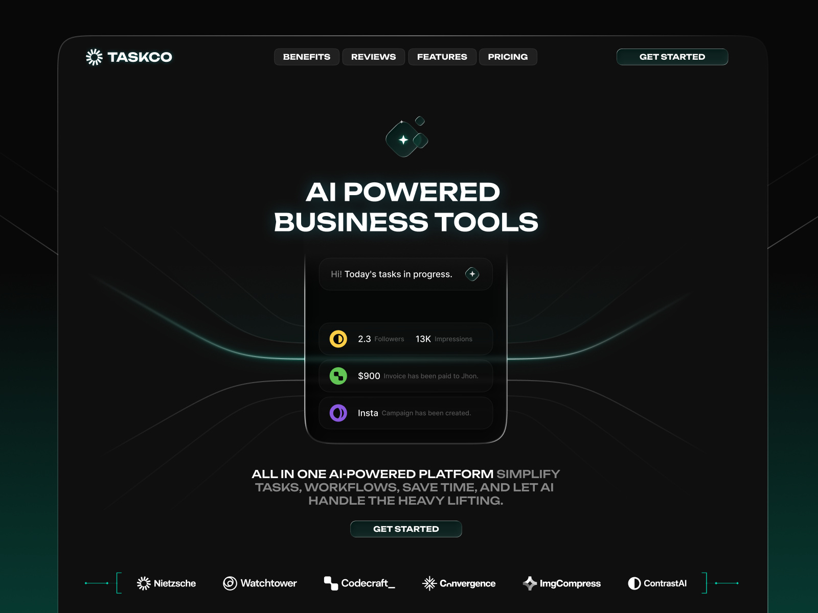 Taskco — Free SaaS Framer Template preview