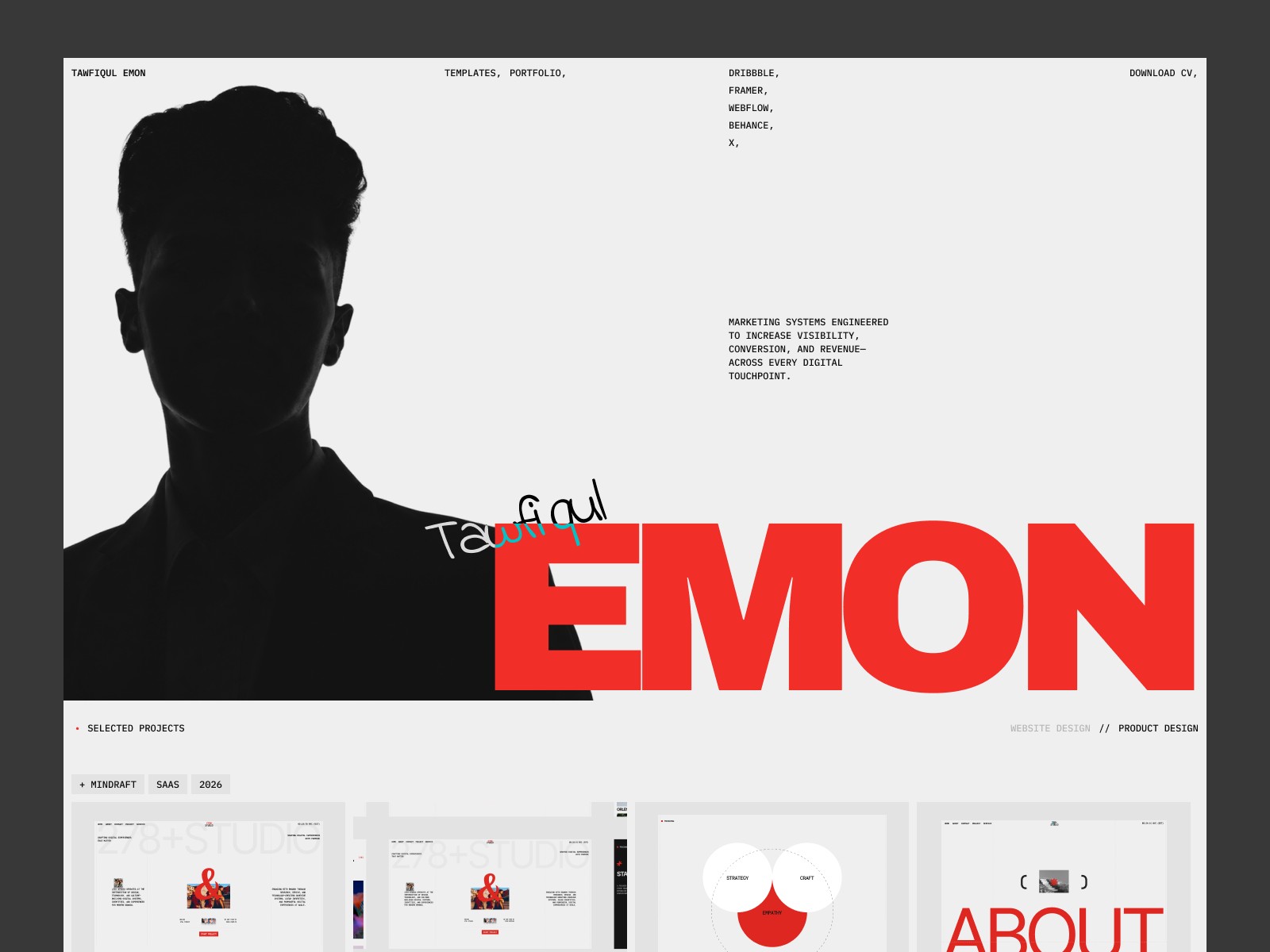 Tawfiqul: Free Agency Website Template by Emon — Free Portfolio Framer Template preview
