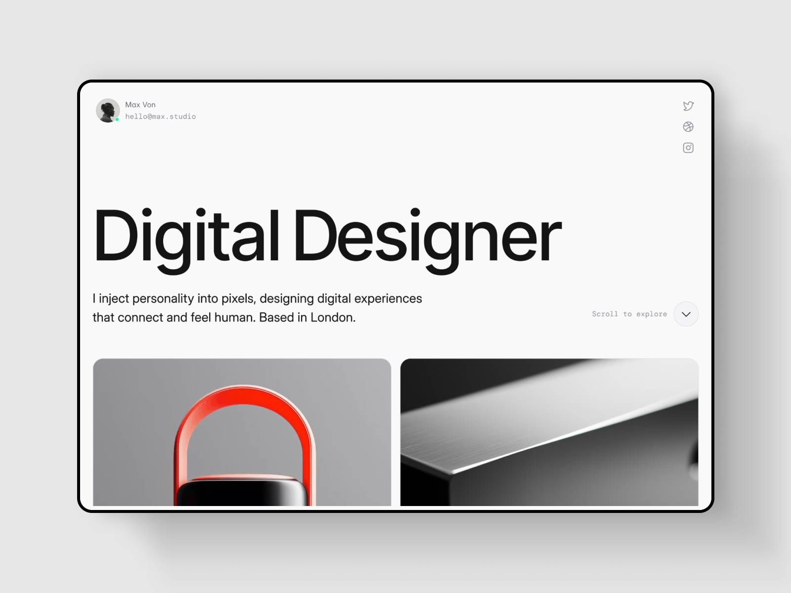TD_Maxfolio: Free Portfolio Website Template by Tom D — Free Portfolio Framer Template preview