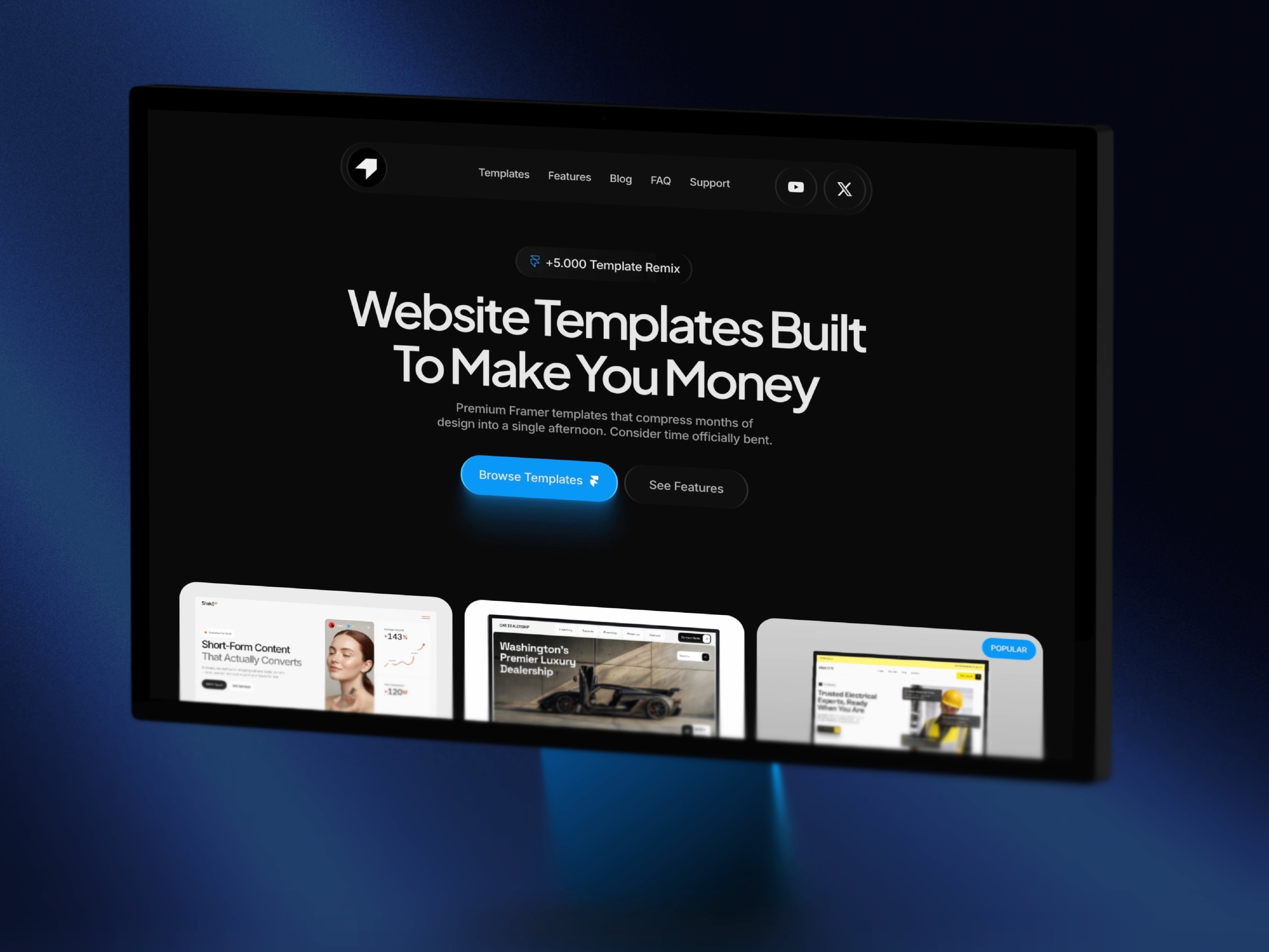 Templaty: Free Marketing Website Template by AkemDesign — Free Blog Framer Template preview