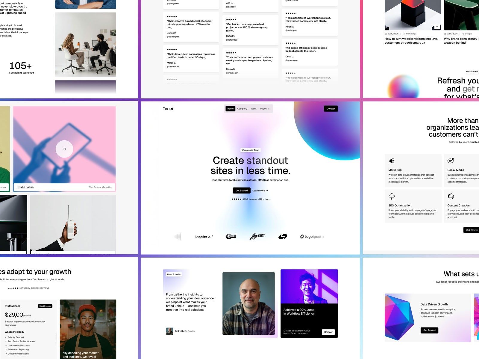 Tenet X — Free Blog Framer Template preview