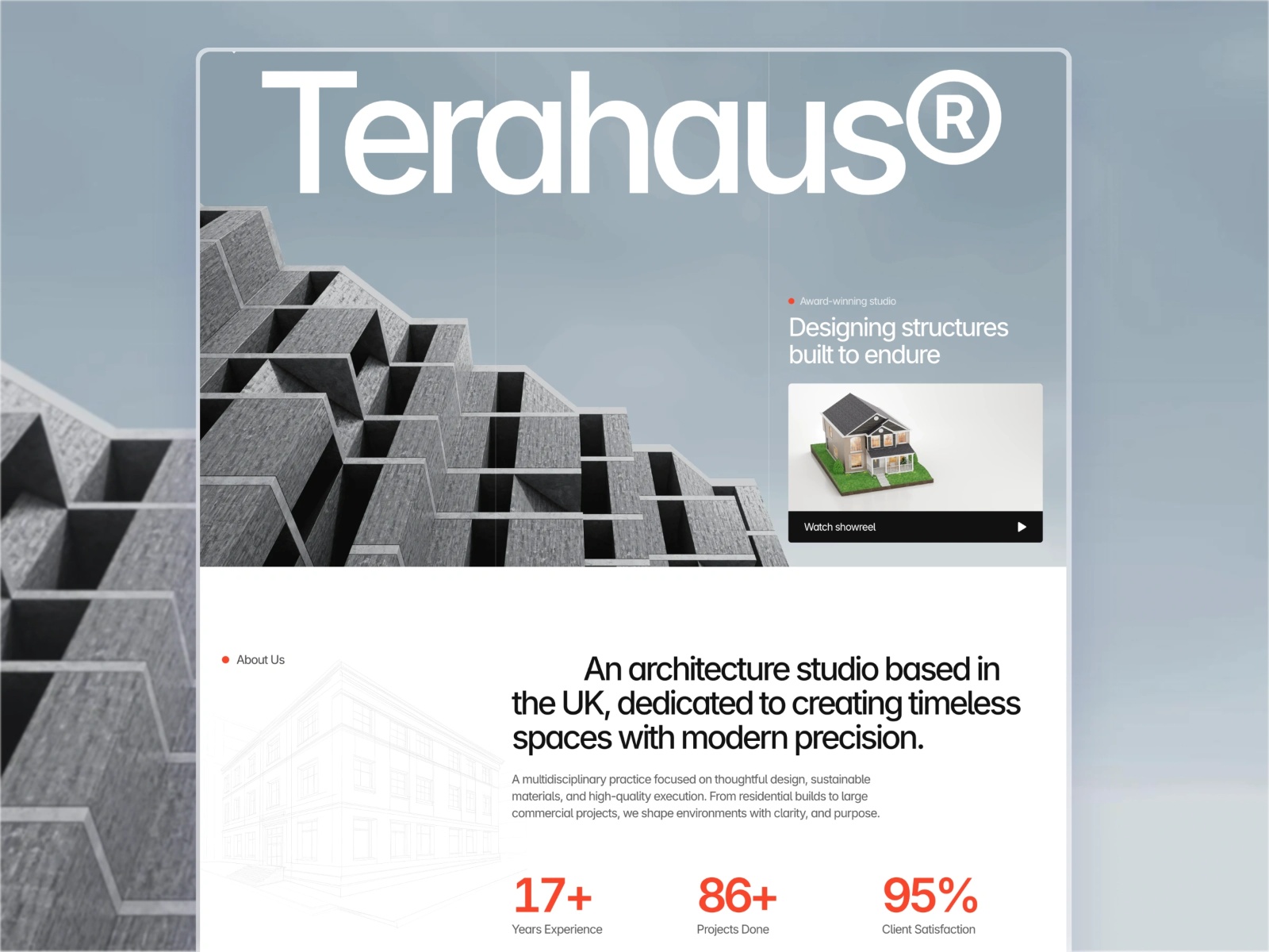 Terahaus — Free Architecture & Interior Studio Framer Template preview