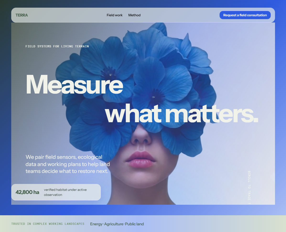 Terrabloom — Free SaaS Website Template by Julius Hilliger — Free HR Template for Framer by Julius Hilliger preview